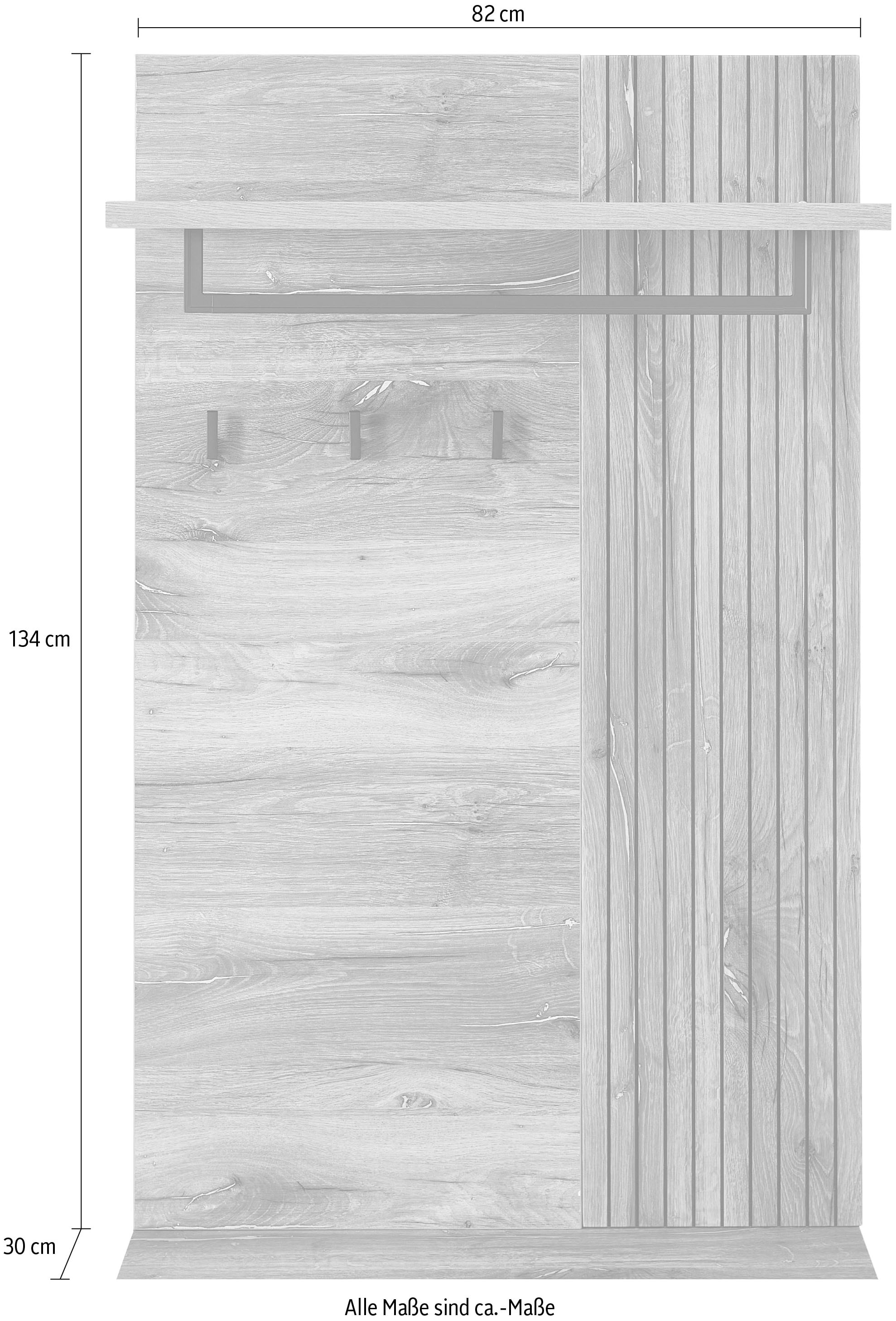 Innostyle Garderobenpaneel »LINEA Garderobenpaneel, 82x134x30cm (B/H/T)«, (1 St.), 1 Ablegeboden, 1 Kleiderstange, 3 Haken