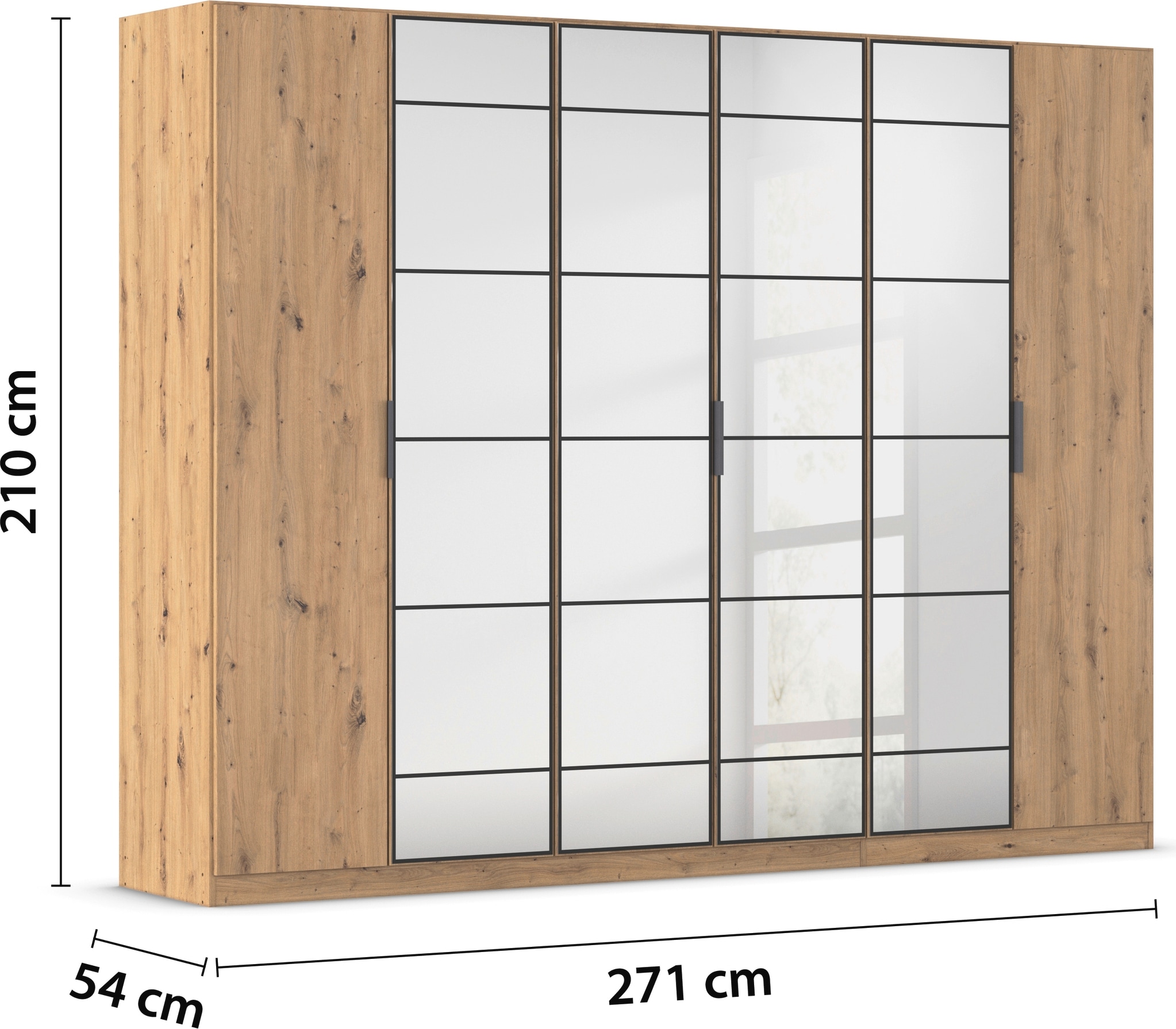 rauch Drehtürenschrank »Kleiderschrank Schrank Garderobe Schlafzimmerschrank ACERO«, Mitteltüren mit Spiegel in moderner Loft-Optik MADE IN GERMANY