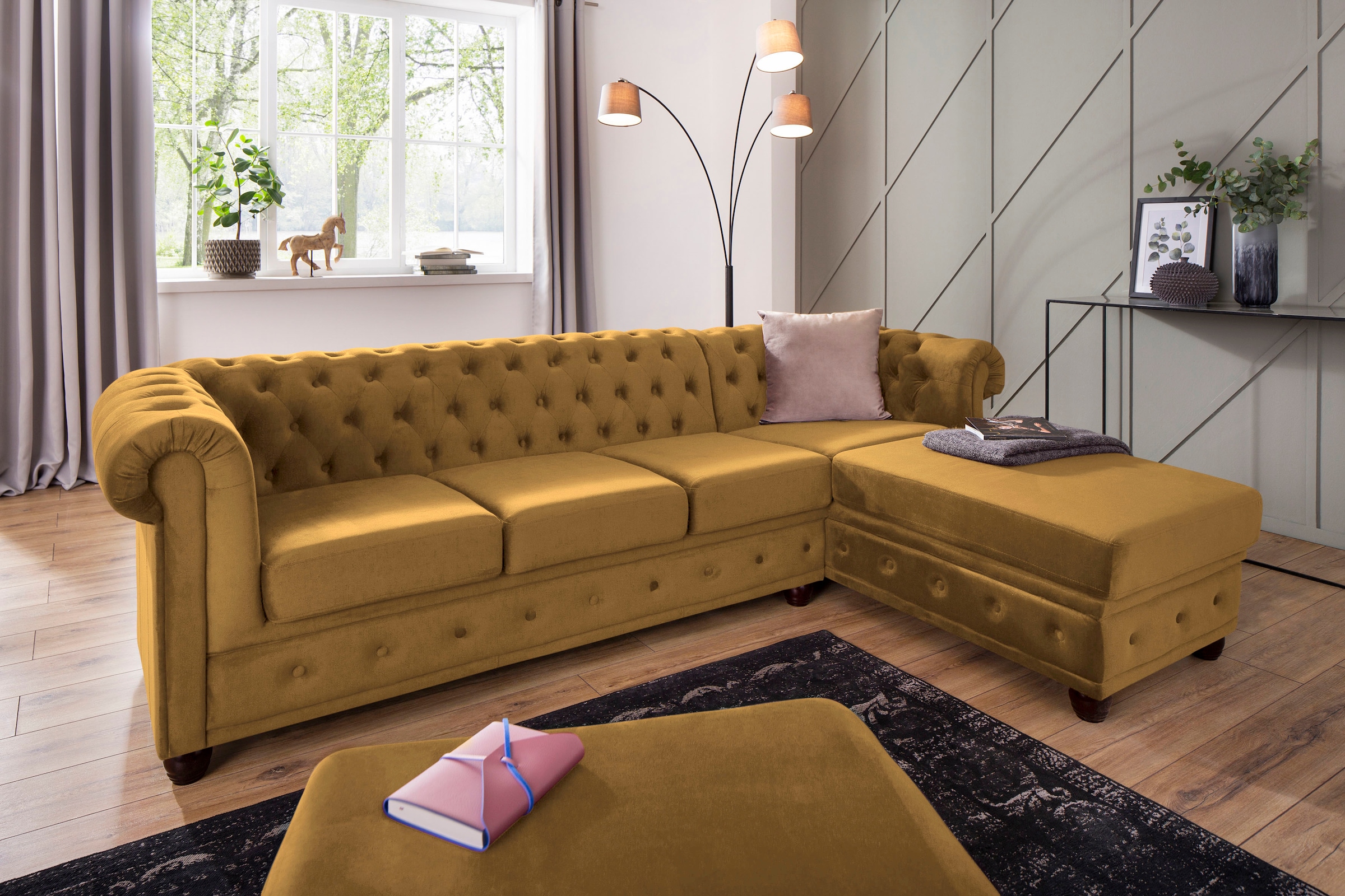 Home affaire Polsterhocker »New Castle«, passend zur "New Castle"-Serie, B/T/H: 75/70/45 cm