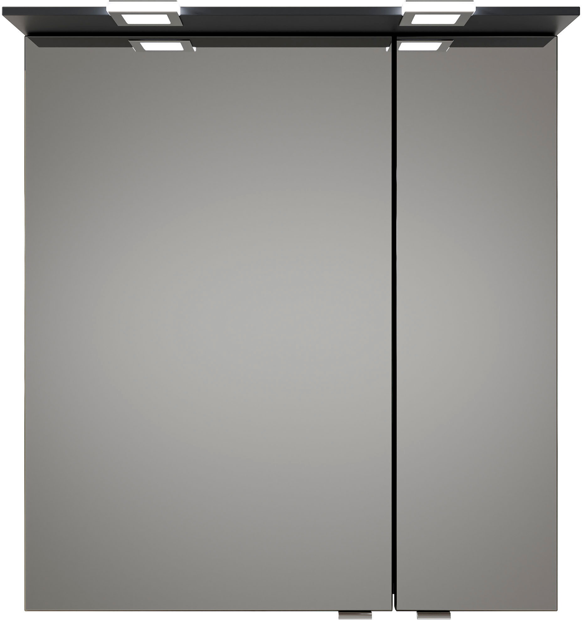 Saphir Badmöbel-Set »Serie 6025 2-teilig Mineralmarmor-Waschtisch mit LED-Spiegelschrank«, (2 St.), Waschplatz 67 cm breit, 2 Schubladen, 2 Spiegel-Türen, inkl Türdämpfer