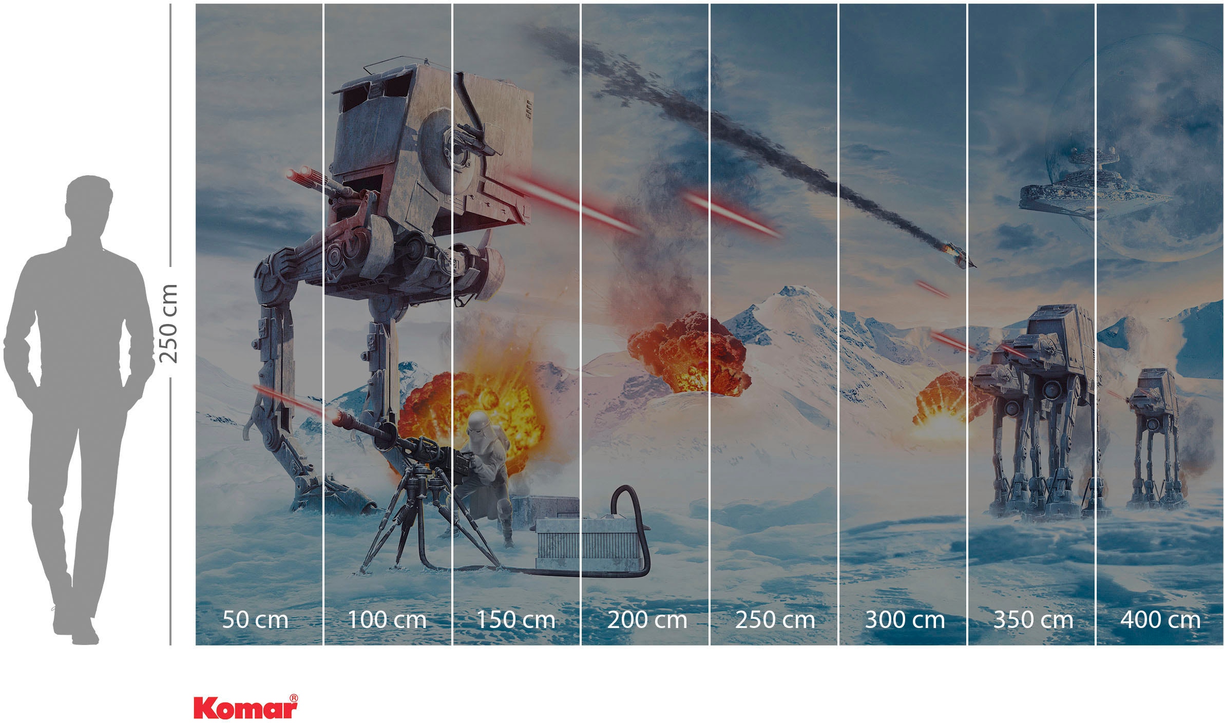 Komar Fototapete »Digitaldruck Vlies - Star Wars Hoth Showdown - Größe 400 x 250 cm«, bedruckt, Kinderzimmer