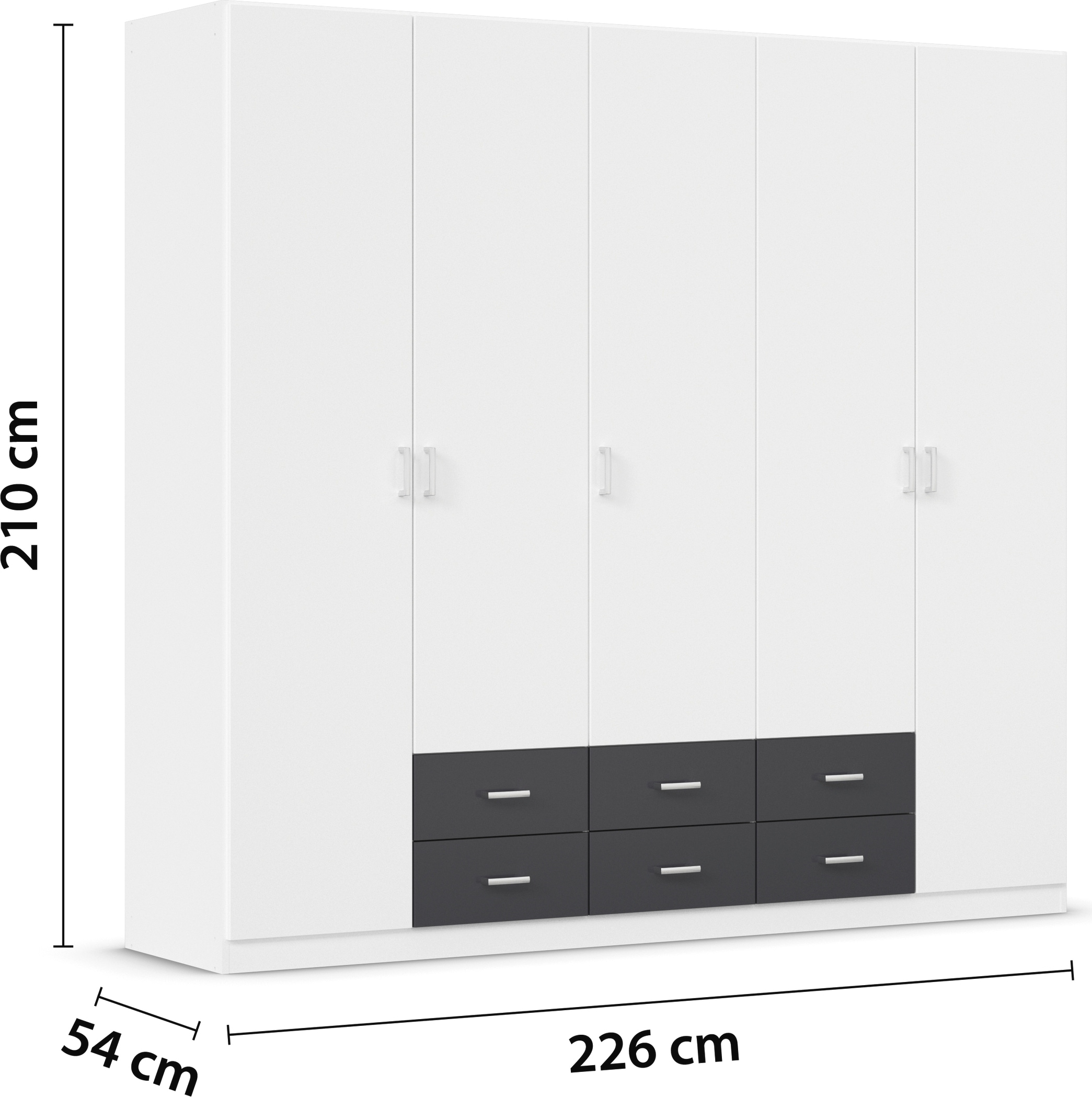 rauch Drehtürenschrank »Kleiderschrank Schrank Garderobe Wäscheschrank GAMMA in 3 Breiten«, mit 6 Schubladen, in schlichtem Design TOPSELLER MADE IN GERMANY