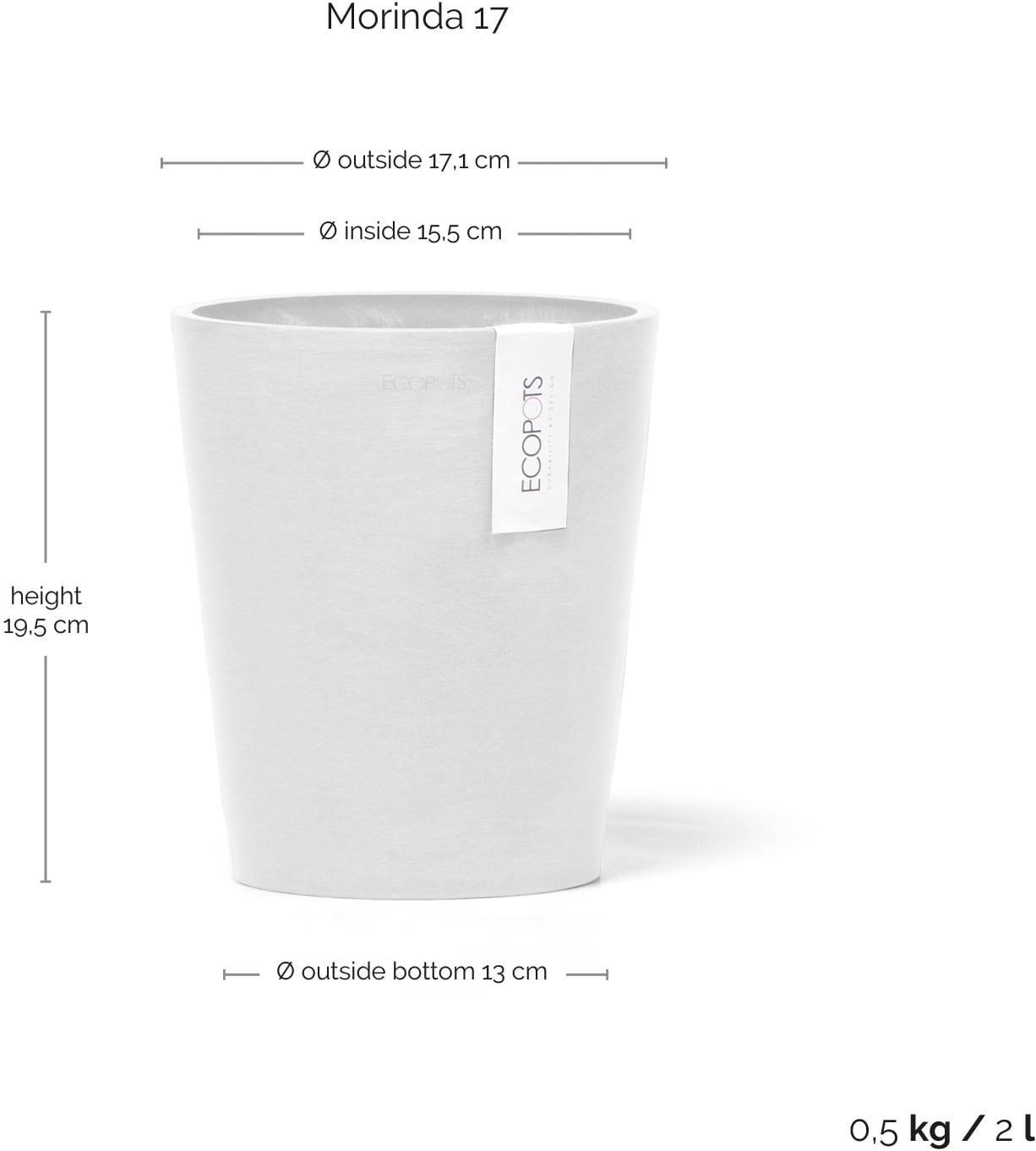 ECOPOTS Blumentopf »Morinda Orchidee 17 Weiß« für den Innenbereich