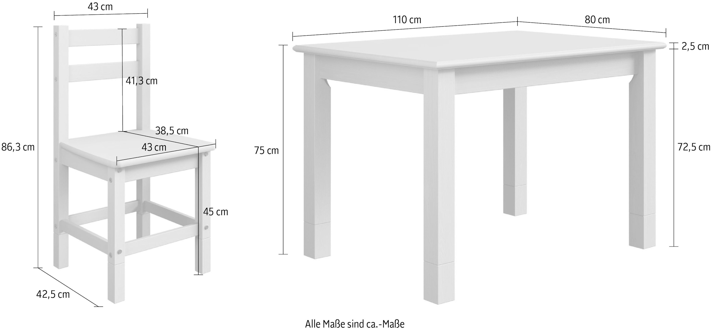 Tisch, massiver Home affaire (Set, 1 im 5-teiliges tlg., Essgruppe bestellen Aus Online-Shop 4 Set 5 »Rauna«, Kiefer, Stühle),