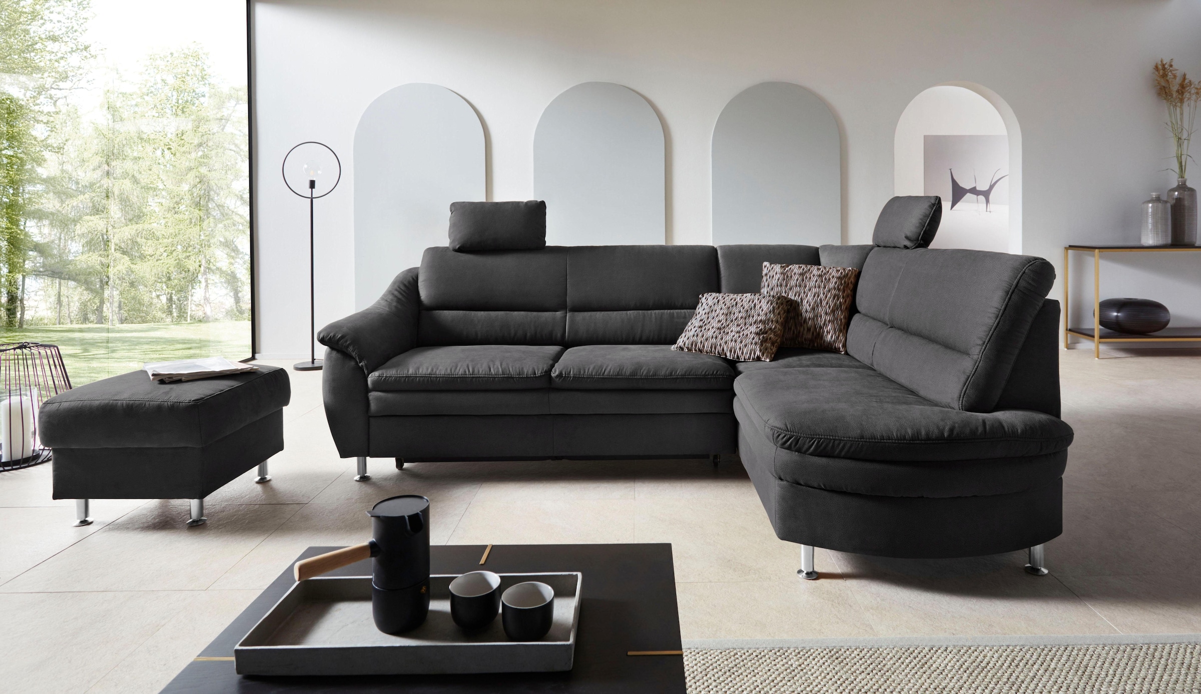 Places of Style Ecksofa »Cardoso L-Form«, Federkern, wahlweise mit Bett, Sc günstig online kaufen