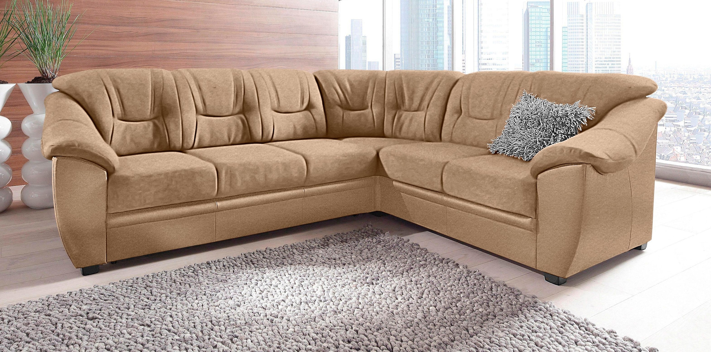 sit&more Ecksofa »Savona L-Form«, wahlweise mit Bettfunktion, inklusive Federkern, frei im Raum stellbar