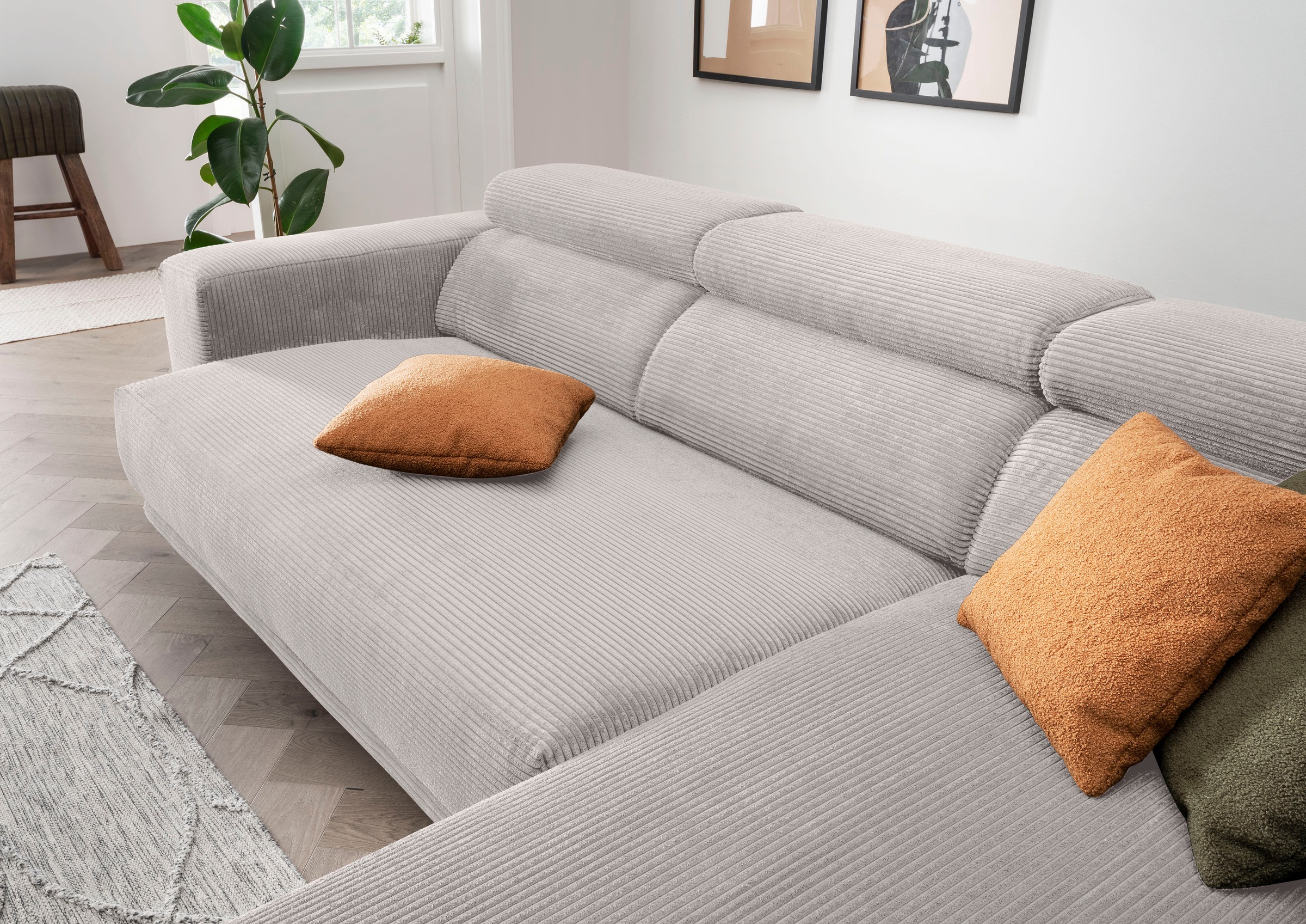 alina Ecksofa »Hikari«, wahlweise mit Sitzvorzug, in modernem Cordstoff, Breite 276 cm
