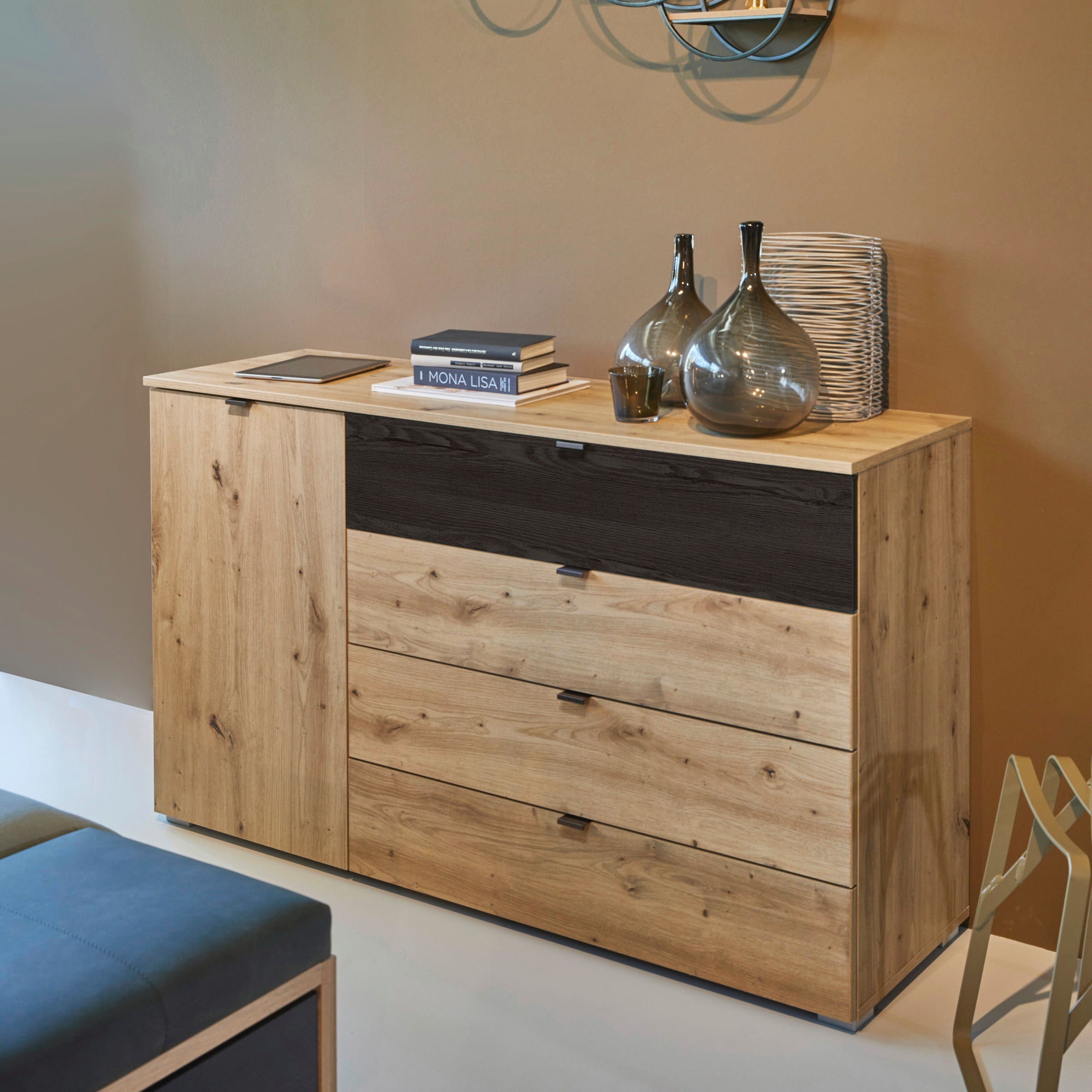 rauch Kombikommode »Sideboard Kombikommode Schubladenkommode APOLLON« Breite 120 cm, Höhe 81 cm,  1 Tür, 4 breite Schubladen, Einlegeböden verstellbar MADE IN GERMANY