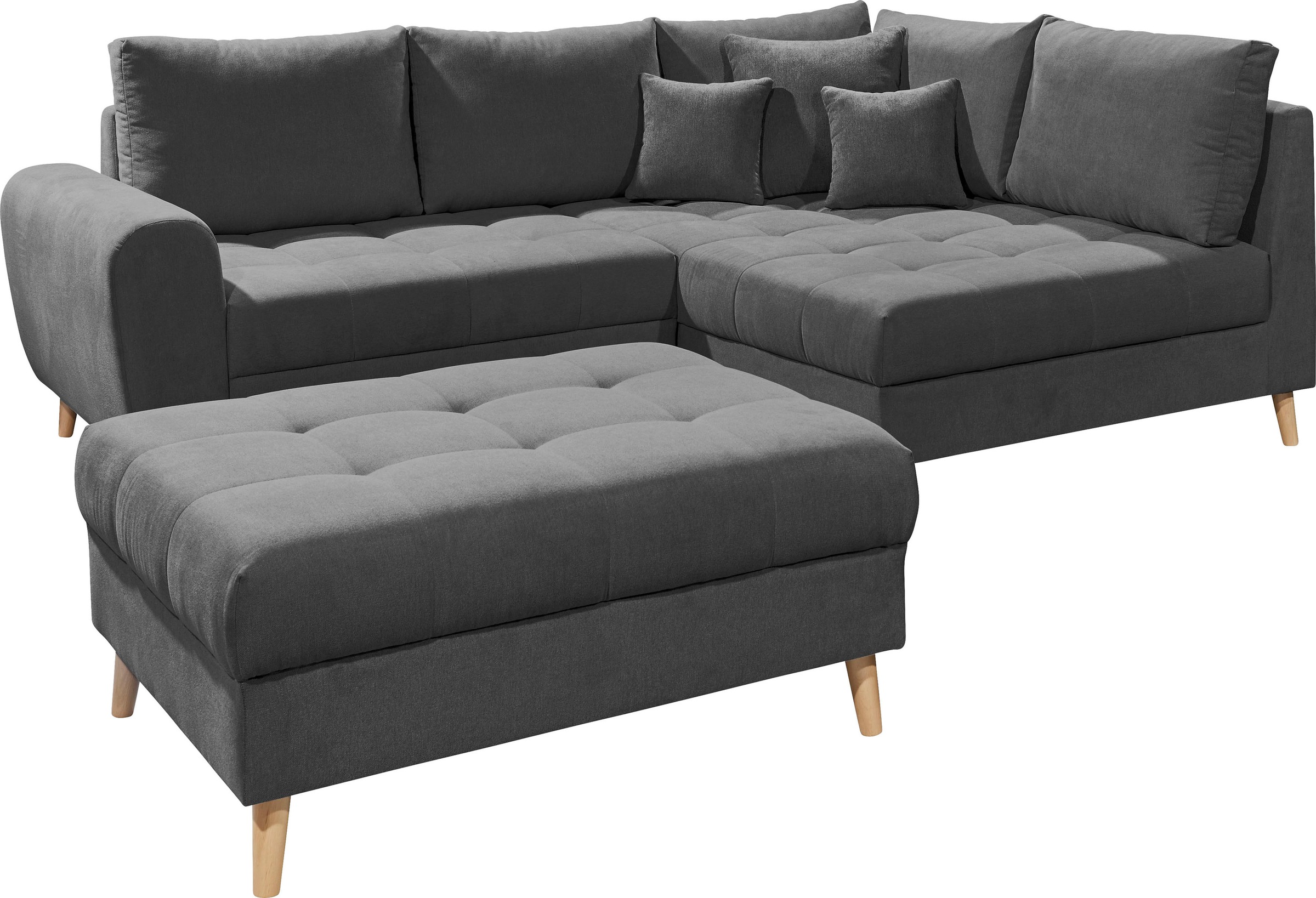 ED EXCITING DESIGN Ecksofa »Alice L-Form« mit Hocker & 3 Zierkissen günstig online kaufen