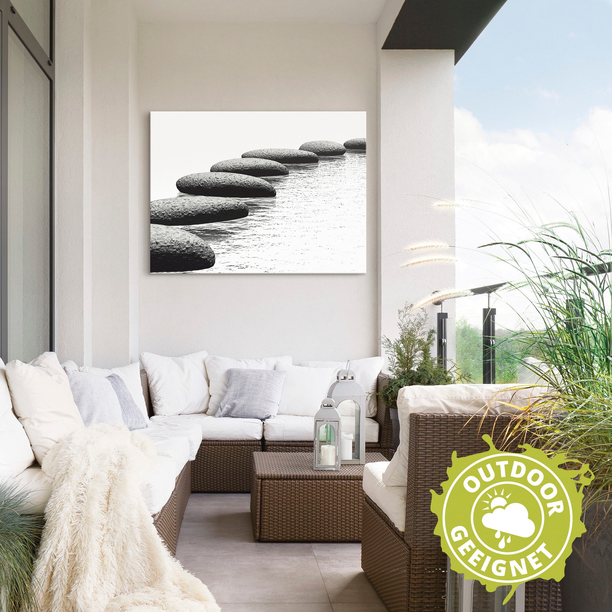 Artland Wandbild »Ein Kiesel auf einem Hintergrund«, Gewässer, (1 St.), als Alubild, Outdoorbild, Leinwandbild, Wandaufkleber, versch. Größen
