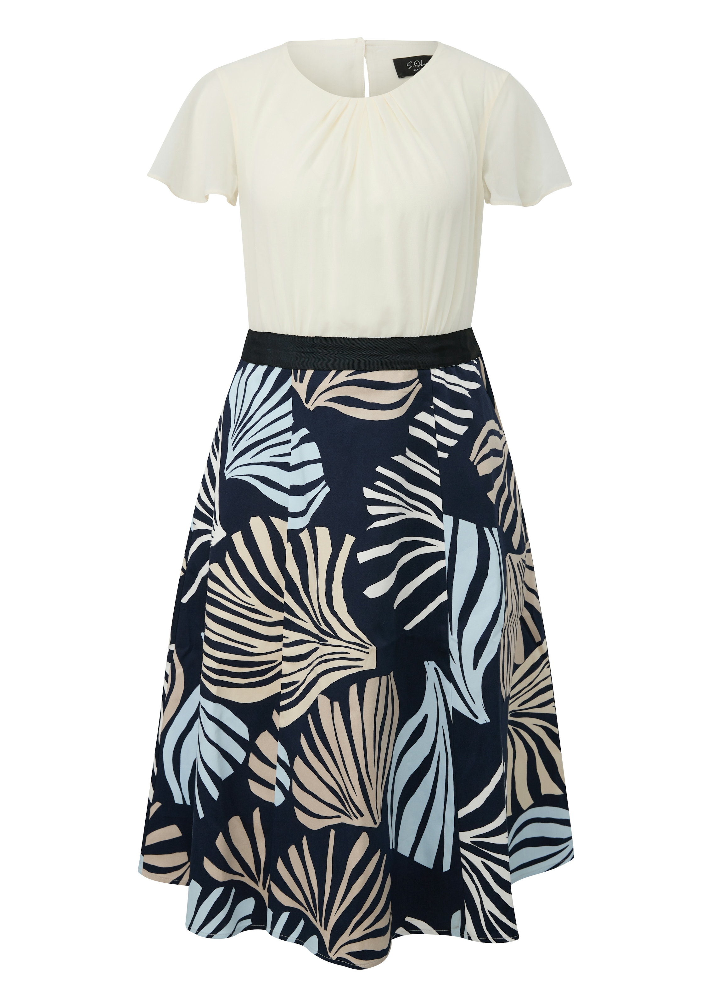 s.Oliver BLACK LABEL Midikleid Eingrifftaschen im Fabricmix und mit floralem Muster