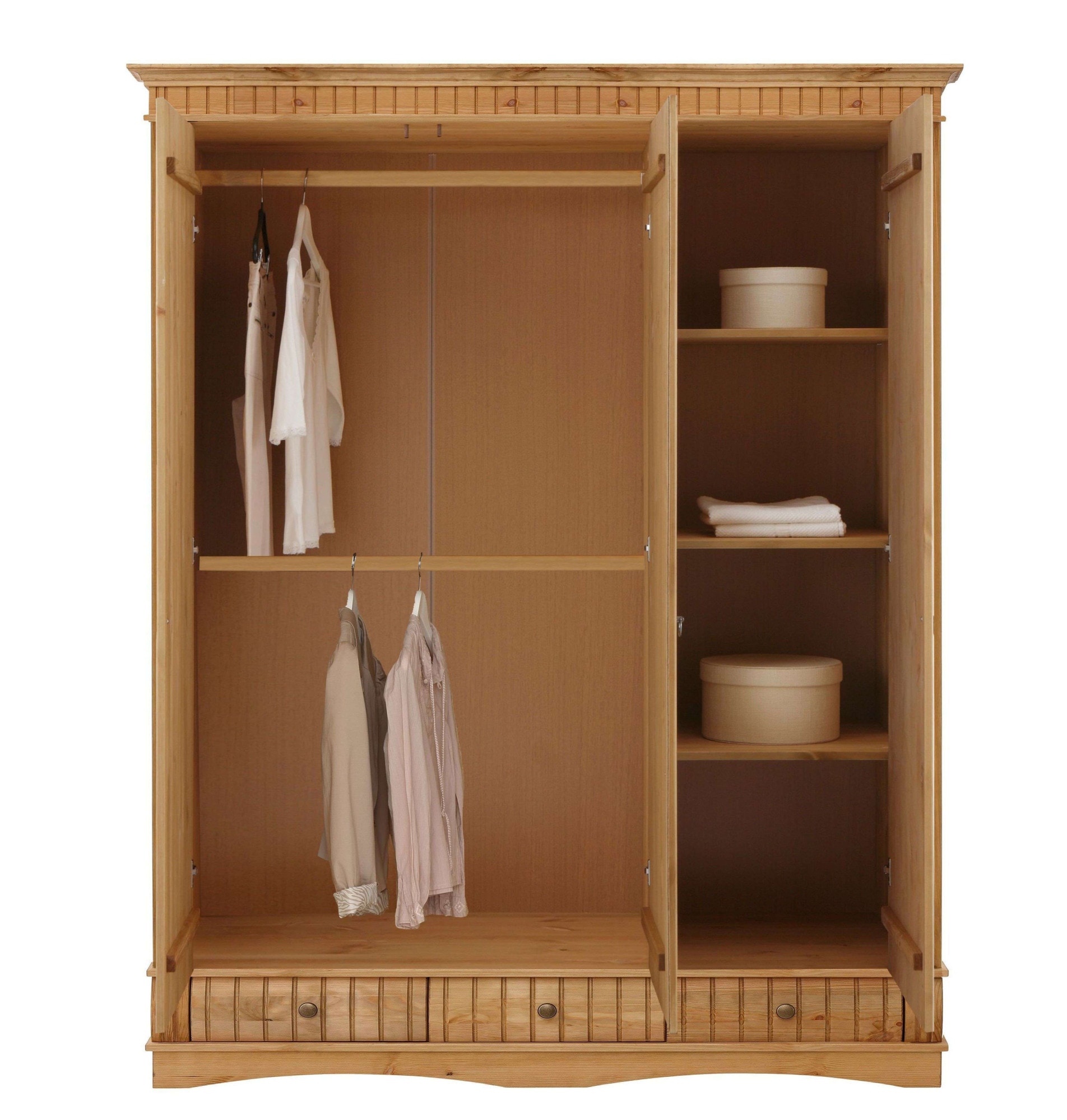 OTTO home Kleiderschrank »Teresa« 3 Türen, aus massiver Kiefer, Breite 152 cm, mit Spiegel, FSC®