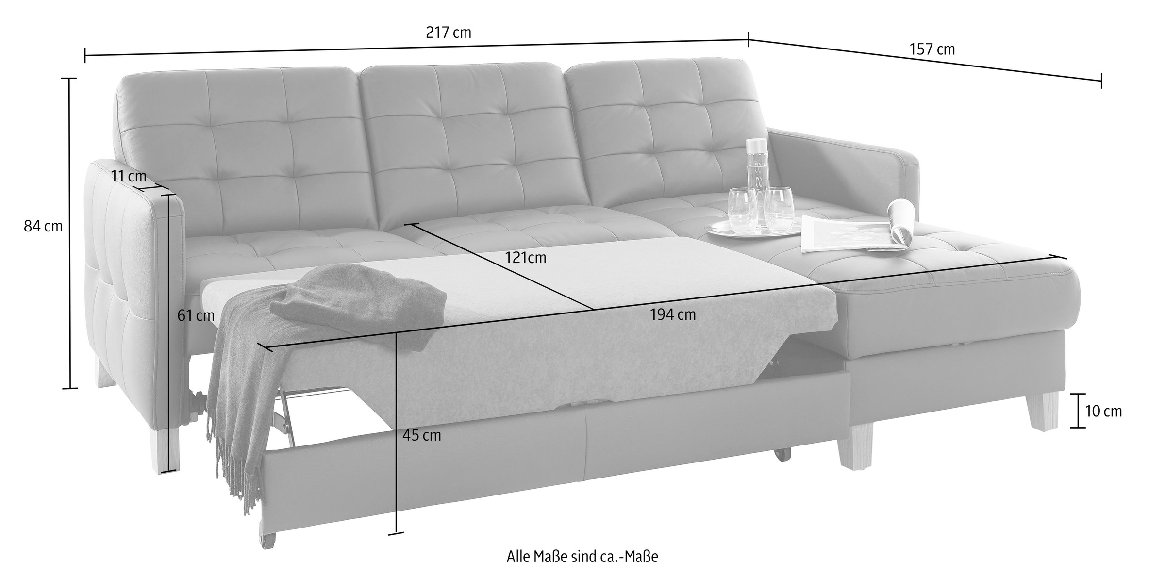 exxpo - sofa fashion Ecksofa »Elio, kompakt und komfortabel, bequem und zeitloses Design, L-Form«, wahlweise mit Bettfunktion