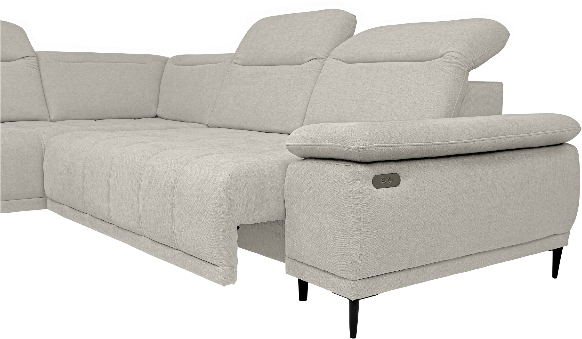 WERK2 Ecksofa »Focus-L, elektrisch erweiterbare Sitztiefe um ca. 30 cm, L-Form« Komfort nach Maß: Ausziehbare Sitztiefe, verstellbare Kopfteile & Füße