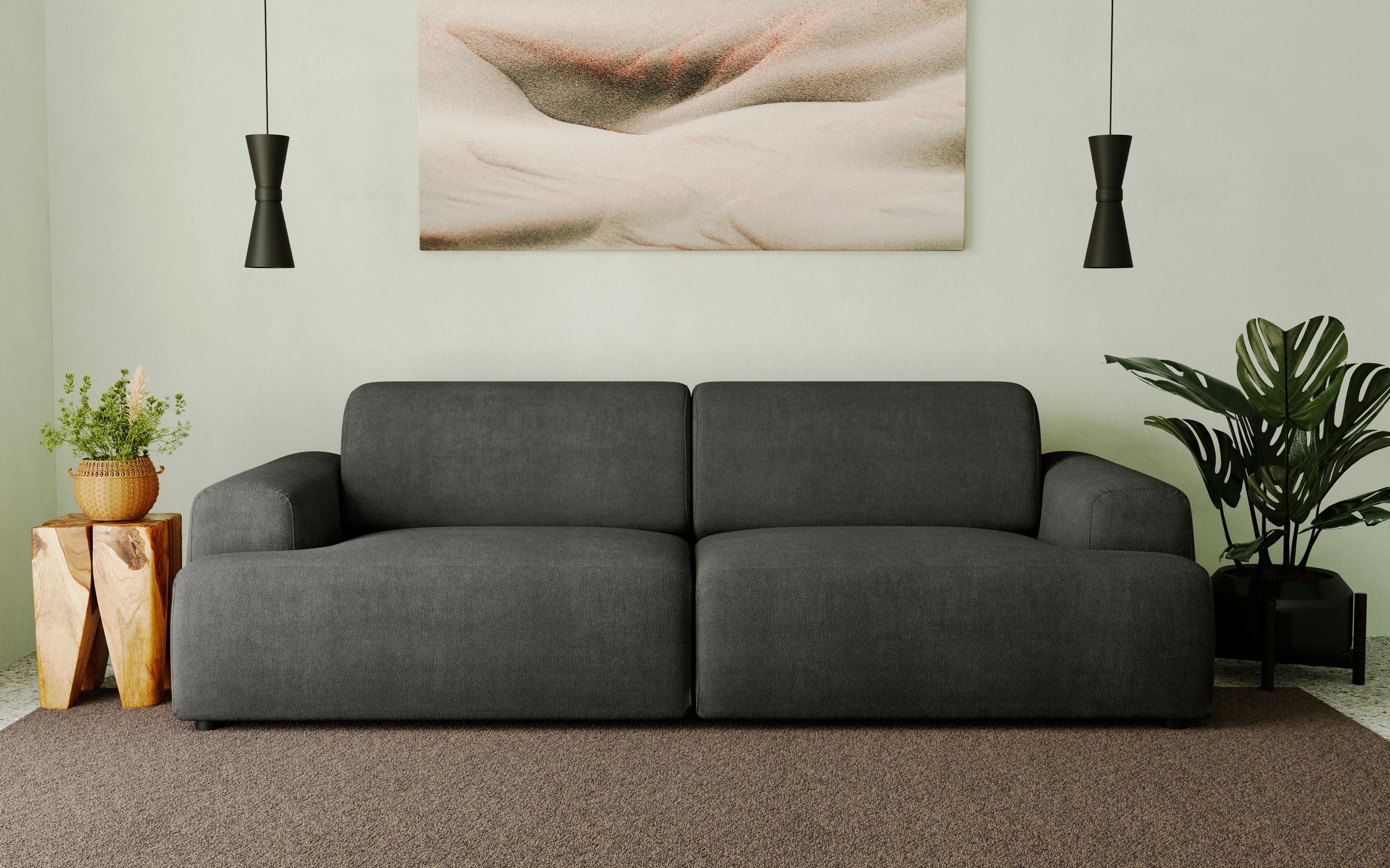 andas 3-Sitzer »Linkka, Breite 237 cm«, in einem weichen Chenille-Stoff, mit Wellenunterfederung