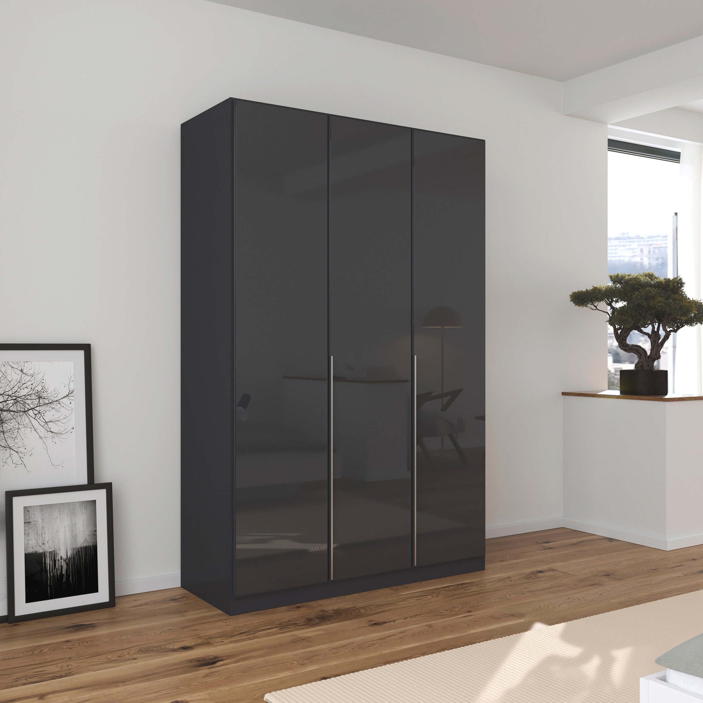 rauch Drehtürenschrank »Kleiderschrank Kleiderschränke Schrank Garderobe AGORDO mit Glasfront«, (in zwei Griff-Farben), durchdachte Innenausstattung, in 6 Breiten und 2 Höhen MADE IN GERMANY