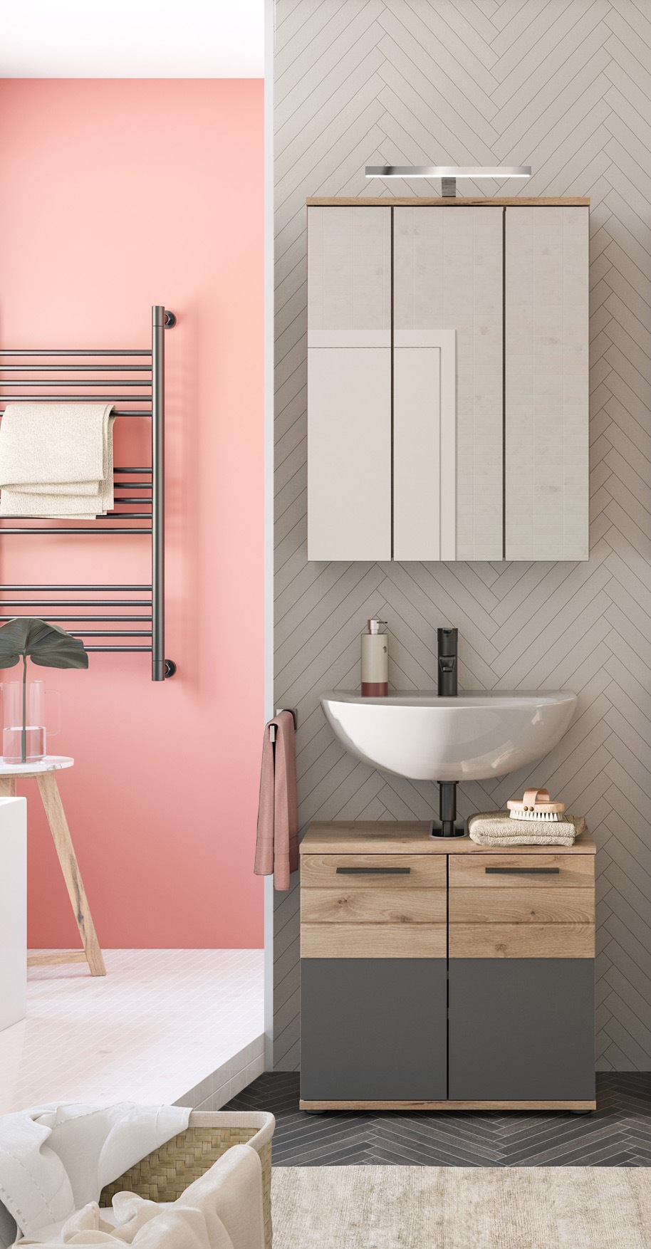 INOSIGN Badmöbel-Set »Riga, 2 teilig, inklusive LED Beleuchtung, bestehend günstig online kaufen