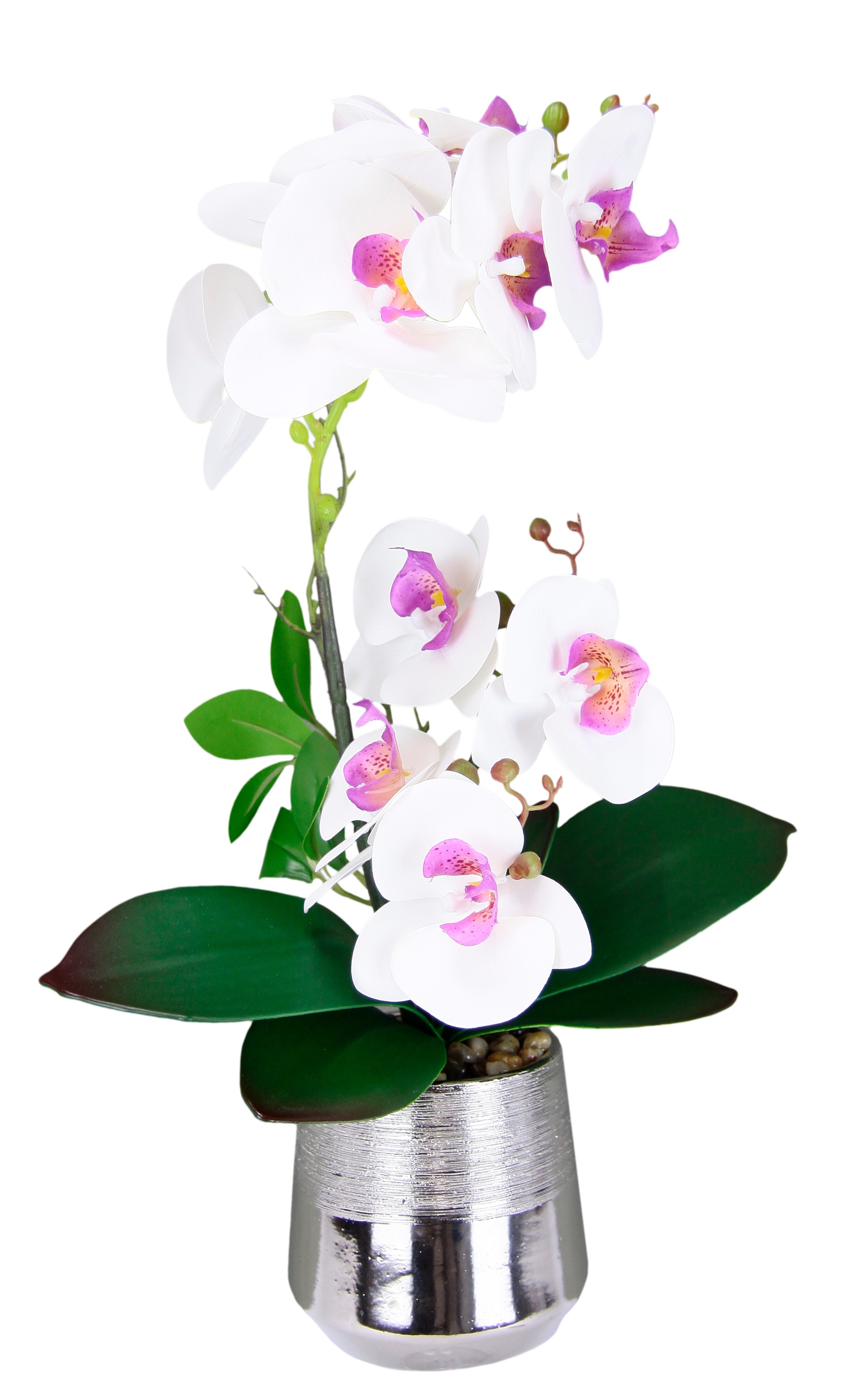 I.GE.A. Kunstorchidee »Phalaenopsis Orchidee im Topf«, Kunstblume mit Blätter Blume Kunstpflanze Deko Seidenblume Real Touch