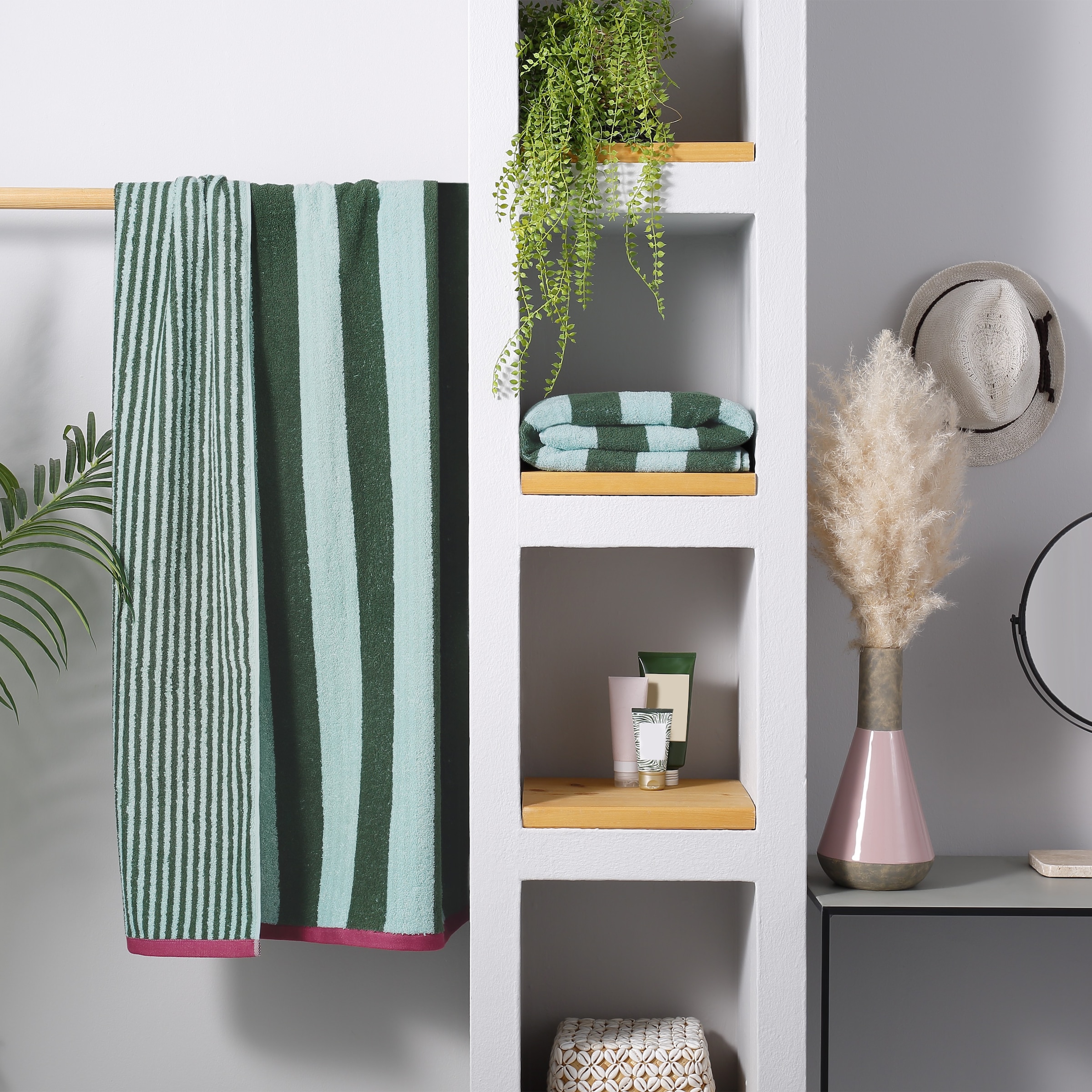 OTTO home Strandtuch »Elenna, 100% Baumwolle, flauschig und weich, 500 gr/m²« Premium Strandtücher 90x180cm, Streifen, 5 Jahre Garantie