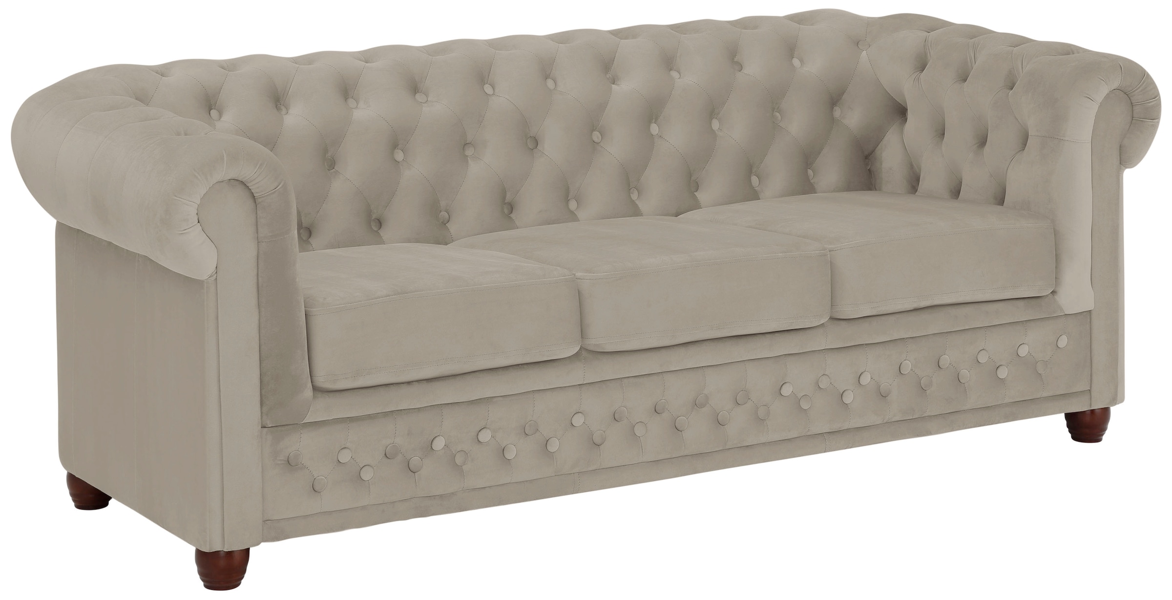 Home affaire Chesterfield-Sofa »New Castle«, mit hochwertiger Knopfheftung in Chesterfield-Design, B/T/H: 203/86/72