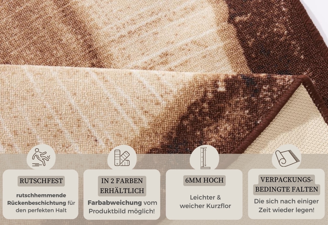 HANSE Home Teppich »Baumstamm«, rund, 6 mm Höhe, Holz Optik, Natur, Rutschfest, Wohnzimmer, Schlafzimmer, Esszimmer