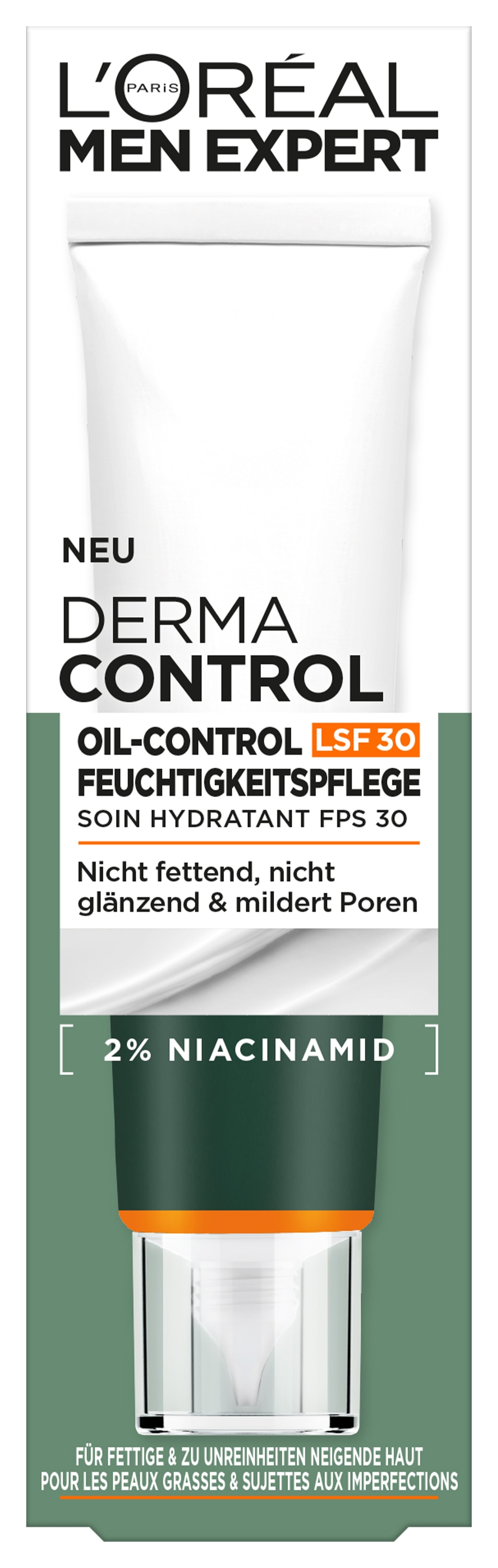 L'ORÉAL PARIS MEN EXPERT Pflegestift »L'Oréal Men Expert Derma Control Oil-Control Feuchtigkeitspflege«, LSF 30, behandelt fettige und zu Unreinheiten neigende Haut.