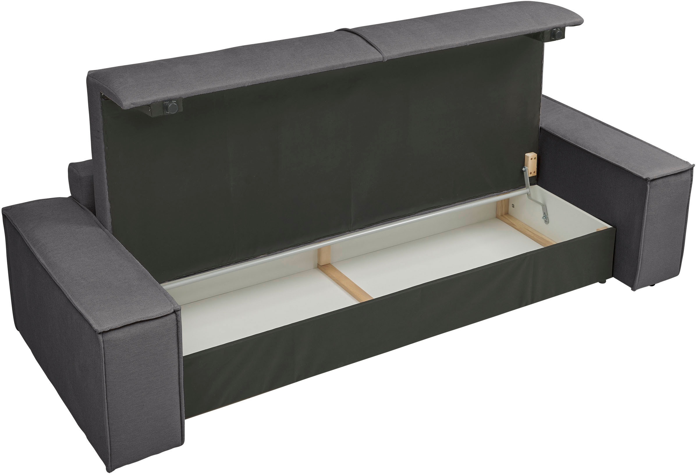 andas 3-Sitzer »FINNLEY Schlafsofa 257 cm, Schlaffunktion mit Bettkasten (200/136cm)«, in Aqua Clean-Bouclé, Struktur fein u. Cord