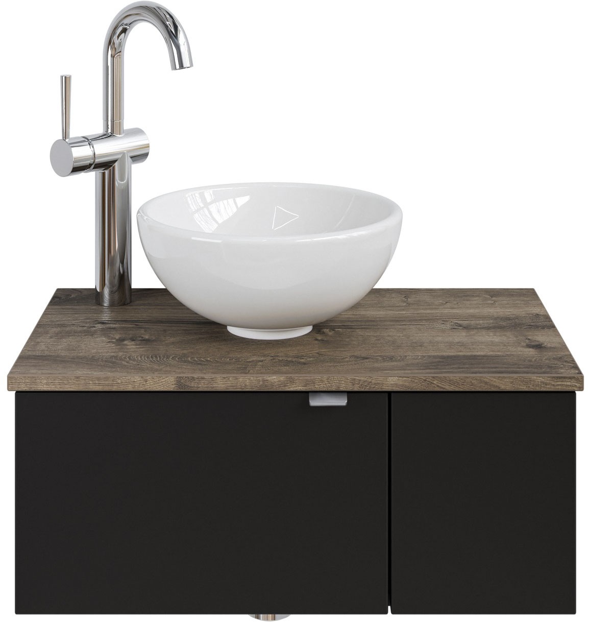 Saphir Waschtisch »Serie 6915 Waschschale mit Unterschrank für Gästebad, Gäste WC«, 61 cm mit Keramik-Aufsatzbecken, 2 Türen und 1 Fach