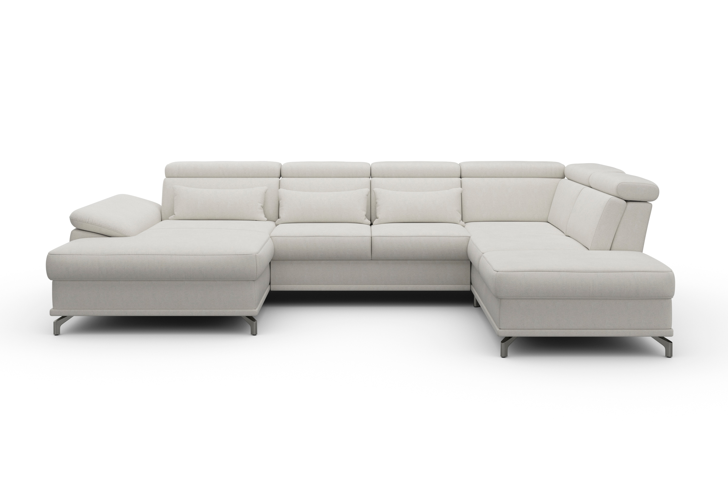 sit&more Wohnlandschaft »Cabrio U-Form, mit Sitztiefenverstellung, Arm- und Kopfteilverstellung«, 3 Nierenkissen, Federkern, optional Bettfunktion und Stauraum