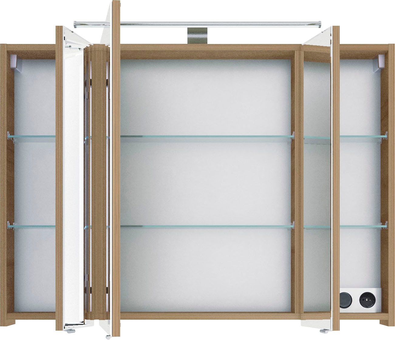 Saphir Badmöbel-Set »6005 Sprint 2-teilig, Keramik-Waschtisch mit LED-Spiegelschrank«, (2 St.), Waschplatz 98 cm breit, inkl. Türdämpfer, 3 Türen, 2 Schubladen