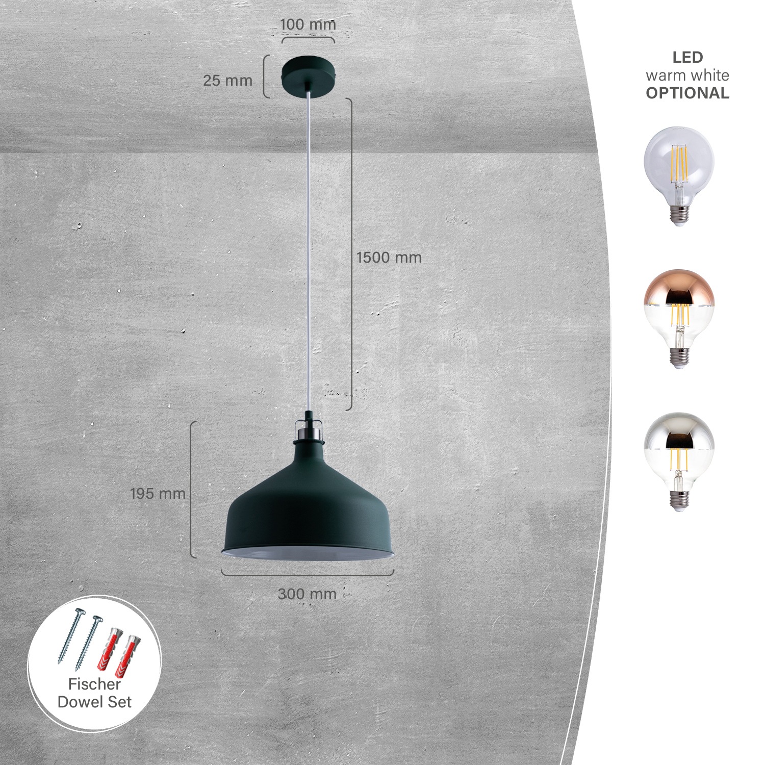 Paco Home Pendelleuchte »JAMES«, 1 flammig, Leuchtmittel E27 | ohne Leuchtmittel, Küchenlampe Hängend Hängelampe Esszimmer Esstischlampe Industrial