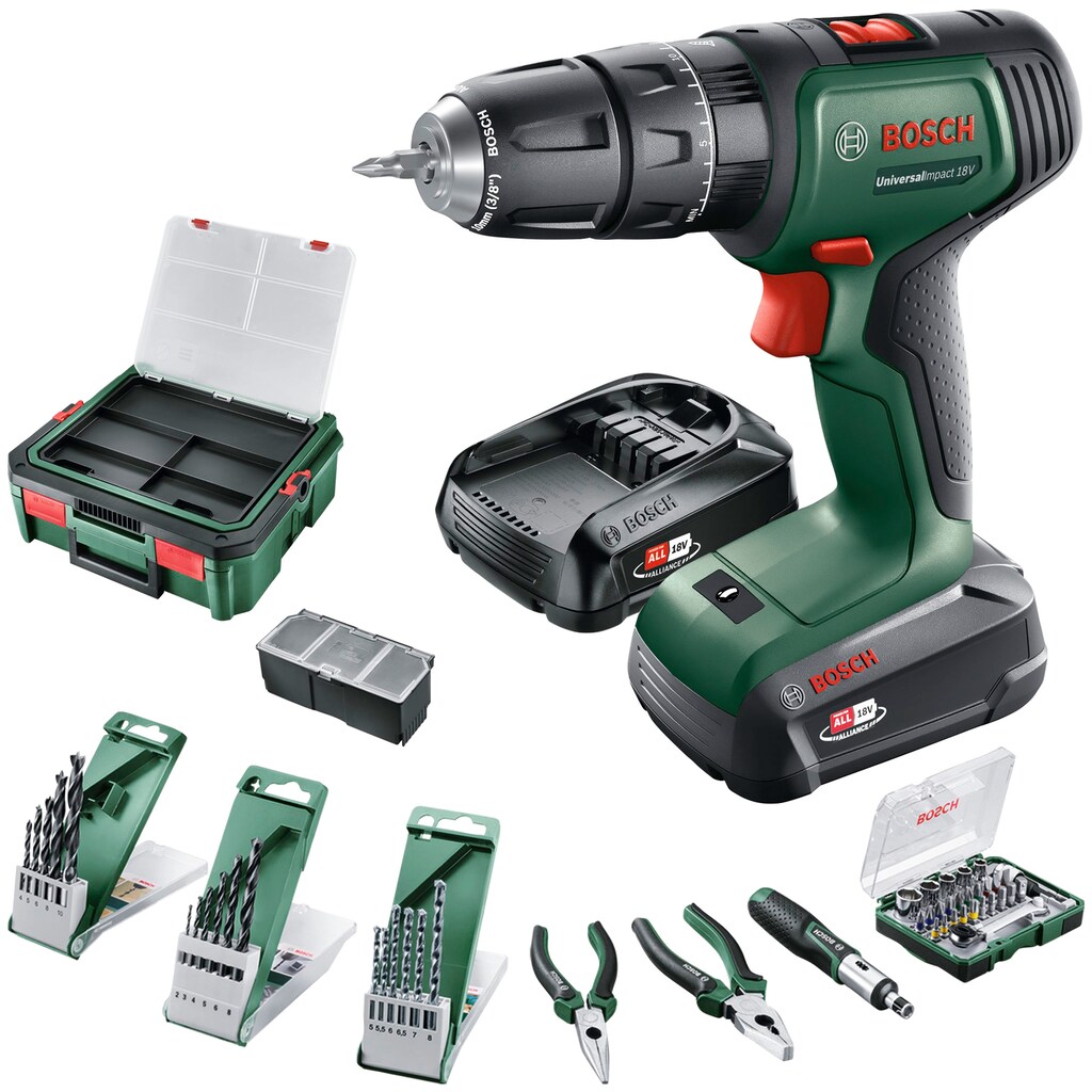 Bosch Home & Garden Akku-Schlagschrauber »UniversalImpact 18V + 46AC set + AL18V-20«, (Set)