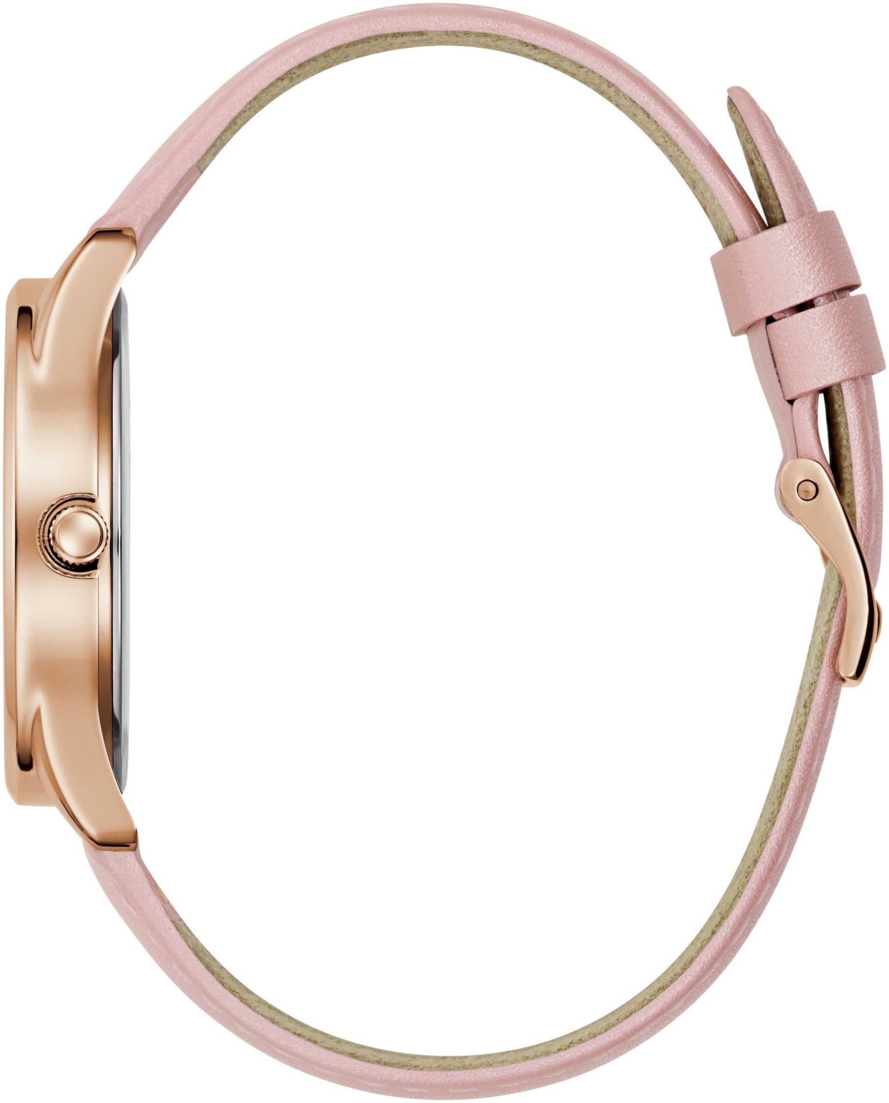 Guess Quarzuhr »LUSTER«, Armbanduhr, Damenuhr, Lederarmband, Mineralglas, analog