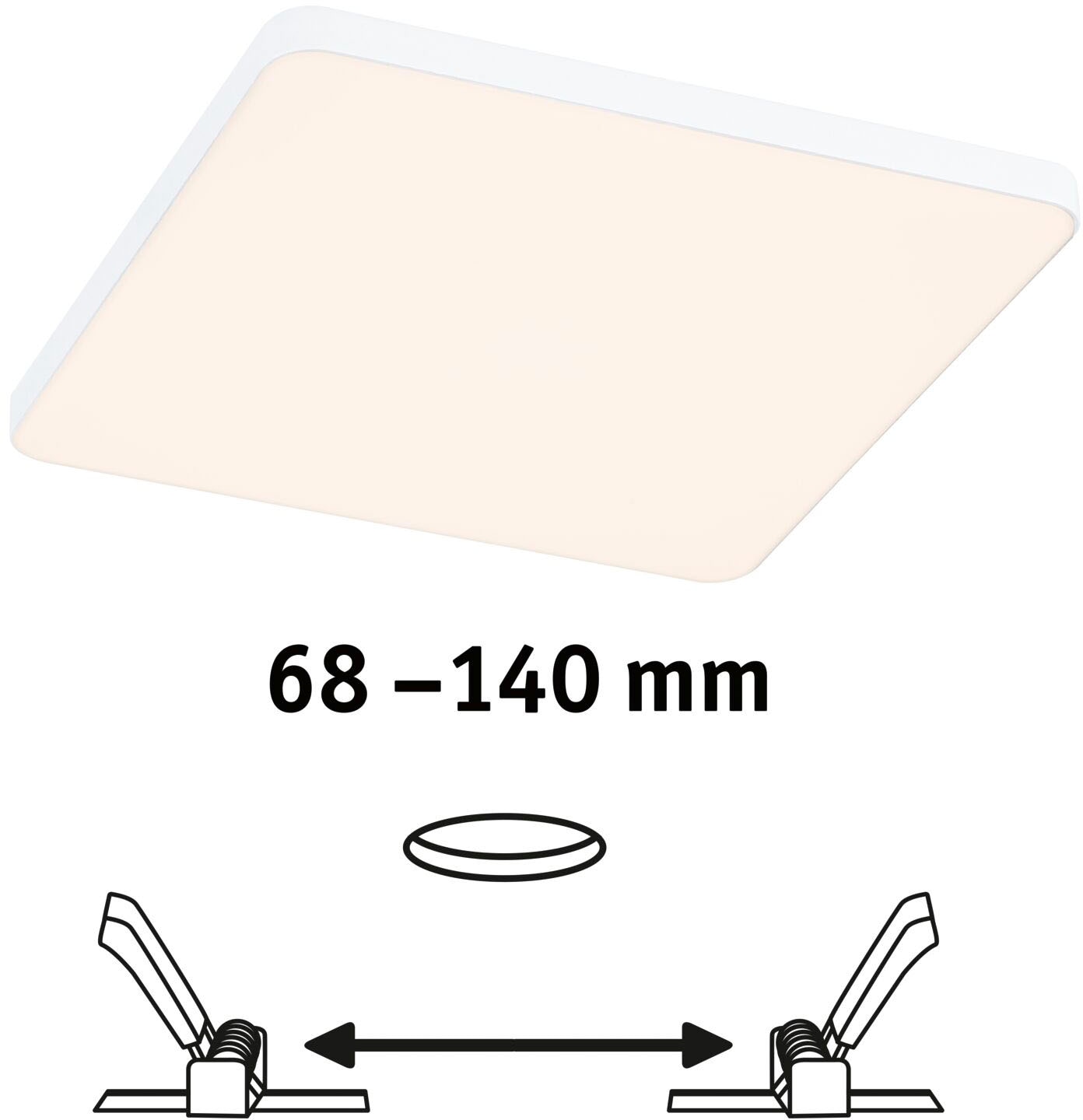 Paulmann LED Einbauleuchte »Veluna VariFit Edge IP44 eckig 160x160mm 1100lm 3000K Weiß«, 1 flammig, LED Einbaupanel IP44 eckig 160x160mm 1100lm 3000K Weiß