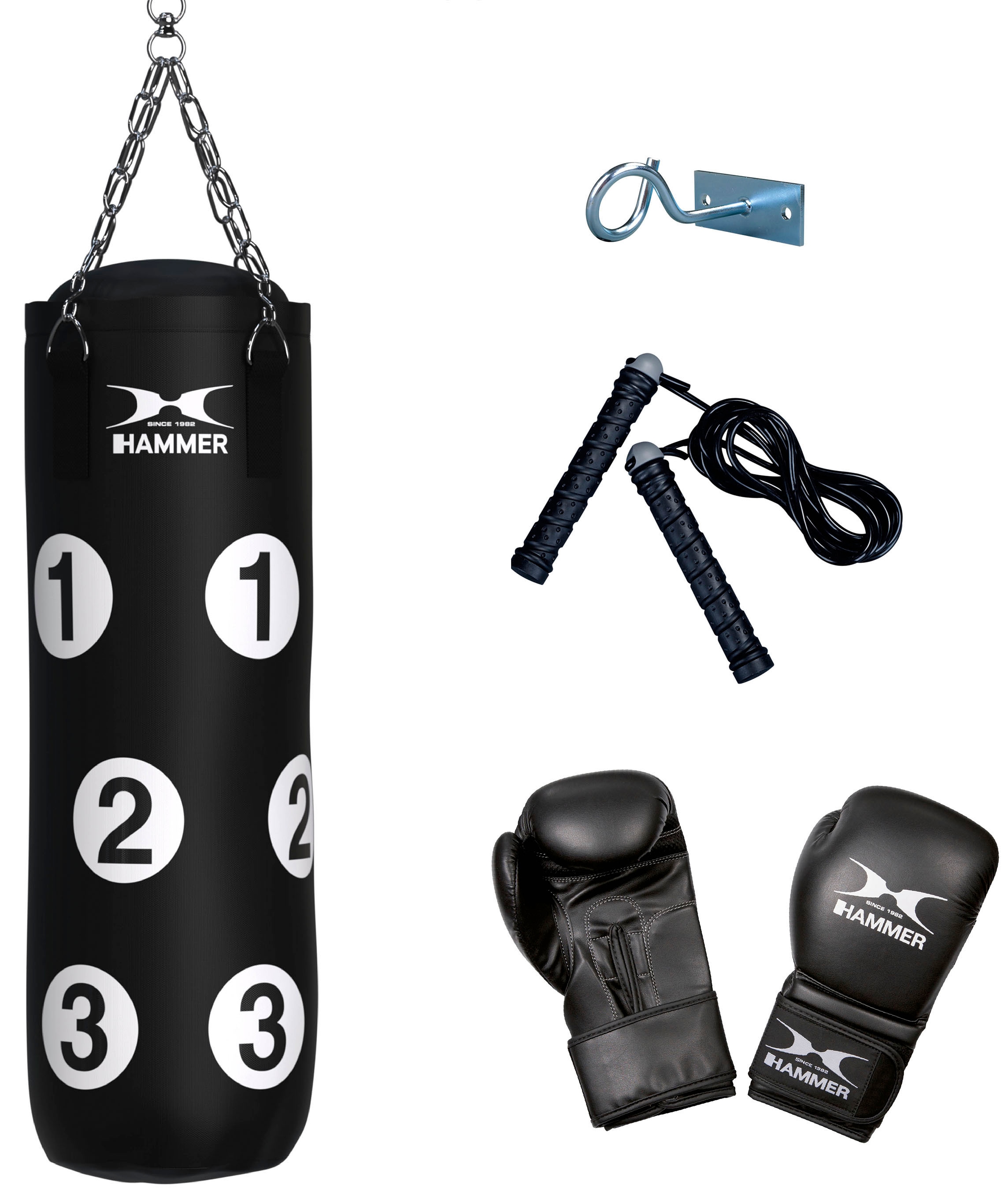 Hammer Boxsack »Sparring Professional«, (Set, mit Trainings-DVD-mit Boxhandschuhen-mit Sprungseil-mit Haken) online kaufen Quelle.de