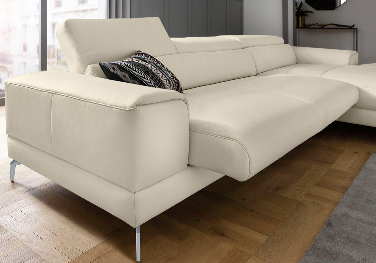 W.SCHILLIG Ecksofa »piedroo, Designsofa mit tollem Sitzkomfort, bequem und elegant, L-Form«, Kopfteilverstellung, wahlweise mit Sitztiefenverstellung, Breite 343cm