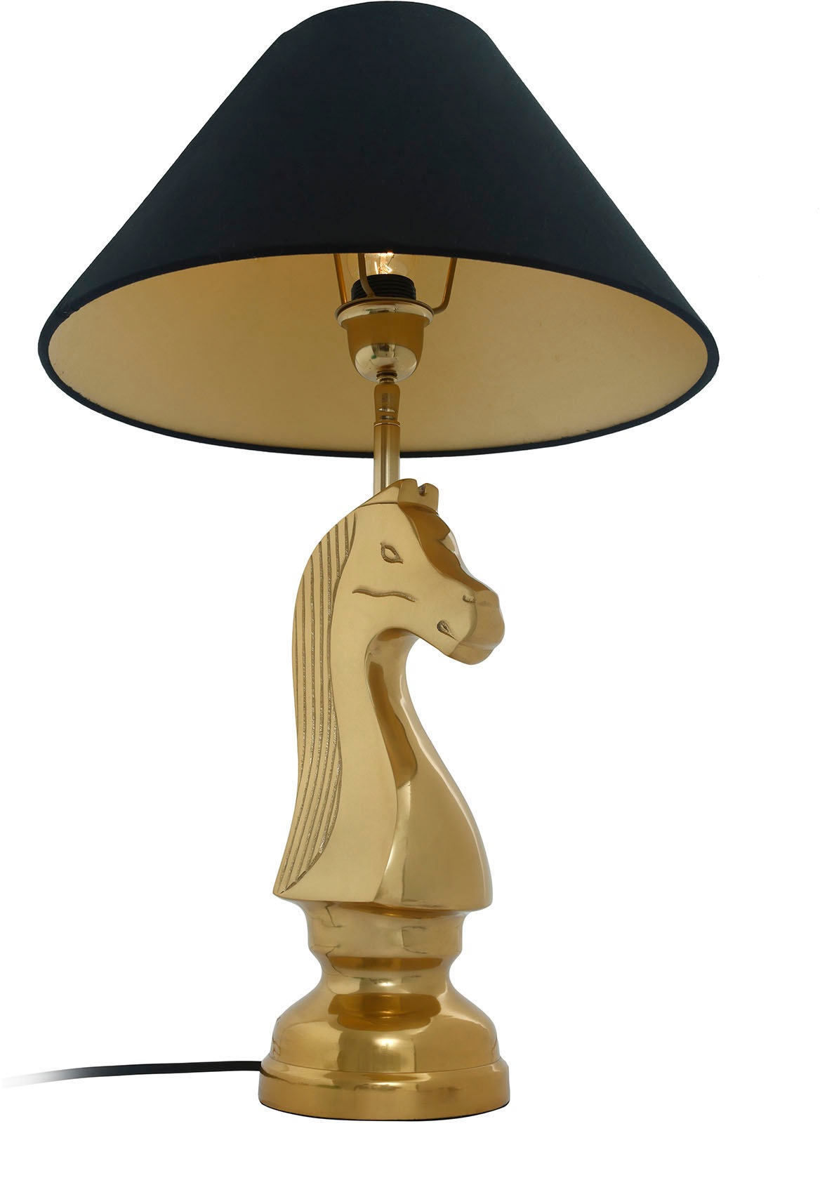 Kayoom Tischleuchte »Tischlampe Bishop 125«, 1 flammig, Leuchtmittel E27 | ohne Leuchtmittel, mit dekorativem Schah-Pferd-Sockel aus Metall, mit Stoffschirm