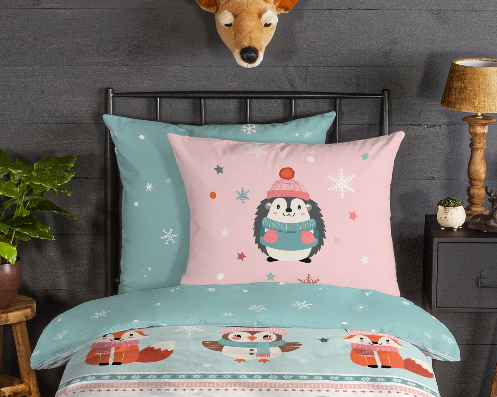 good morning Kinderbettwäsche »Turr« 2 Stk. tlg. Flanell Biber, 135x200, Warm, Reißverschluss, Wende, Kind, Winter