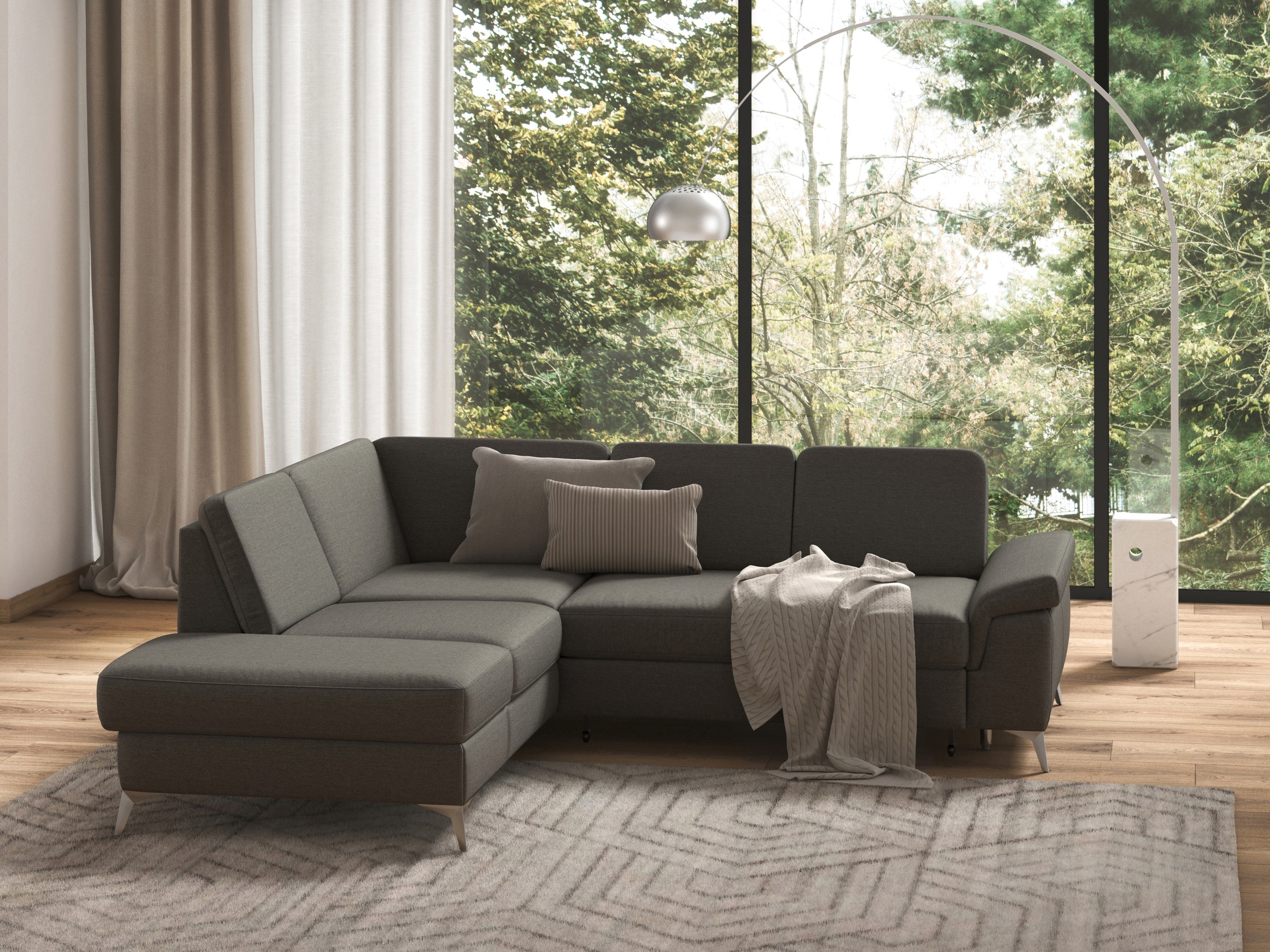 sit&more Ecksofa »Padua L-Form«, inklusive Sitztiefenverstellung, Armteilfunktion und Federkern