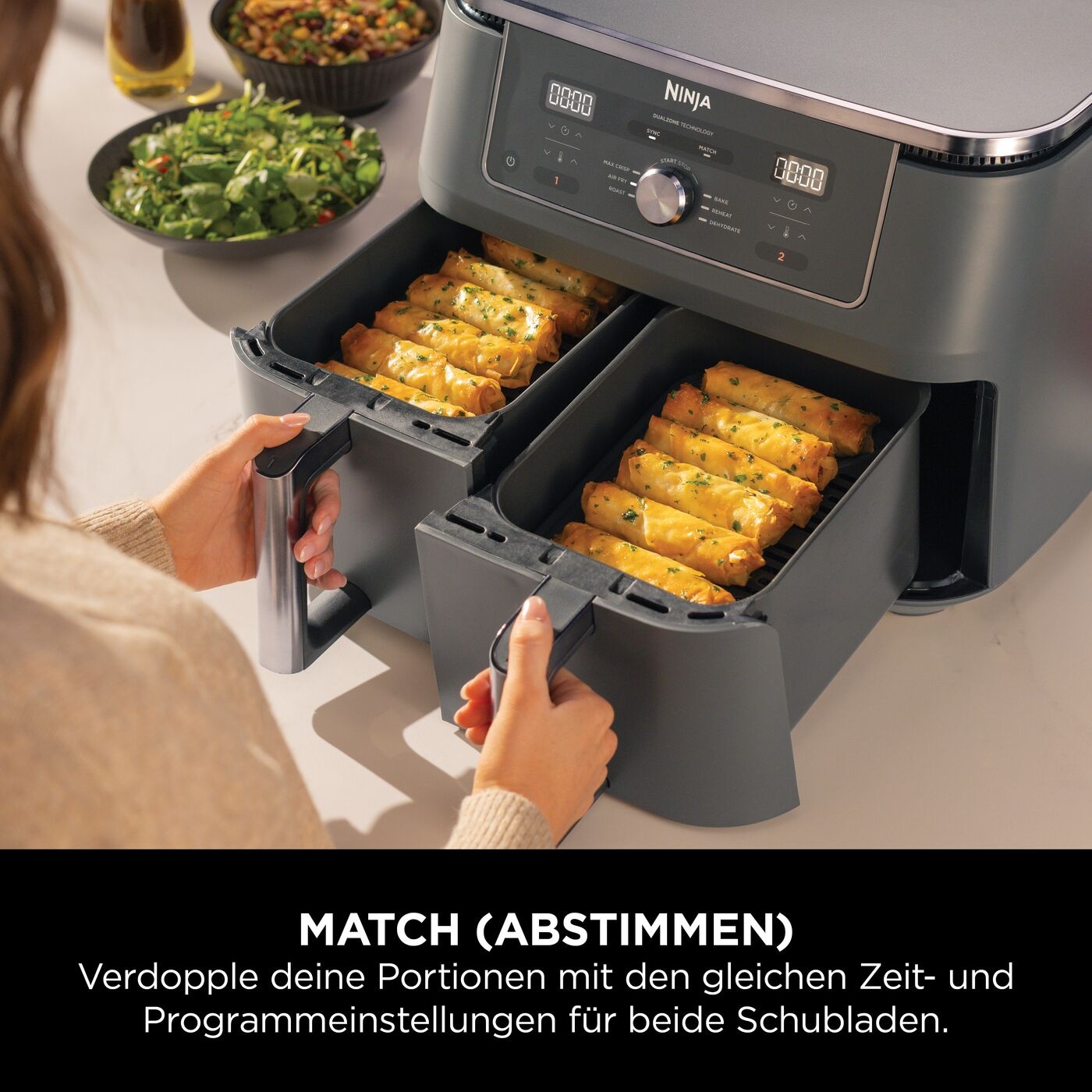 NINJA Heißluftfritteuse »MAX 6-in-1 Dual Zone Air Fryer 9,5L DZ400EU« 2470 W