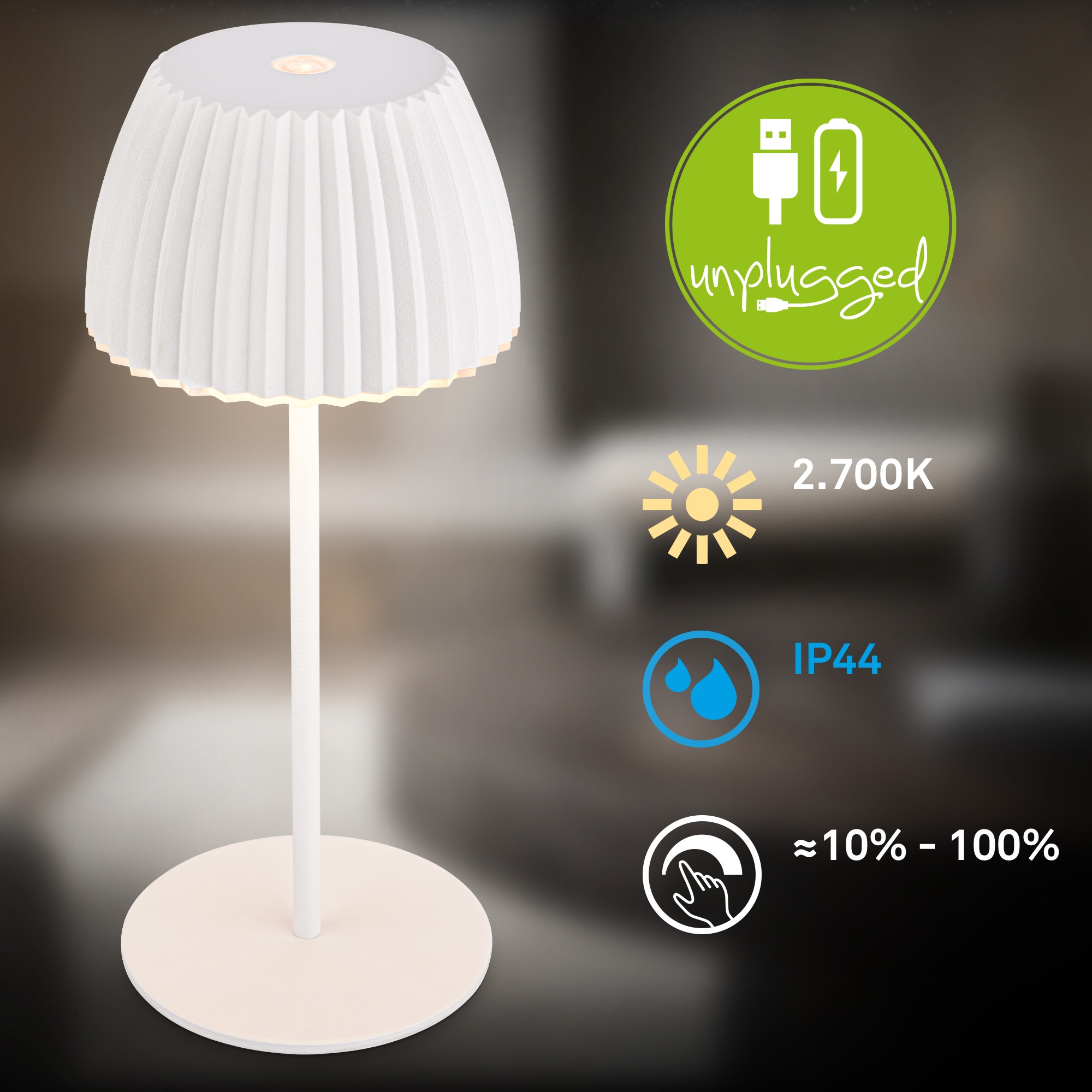 Briloner Leuchten LED Tischleuchte »Akku LED Tischleuchte, mini, weiß«