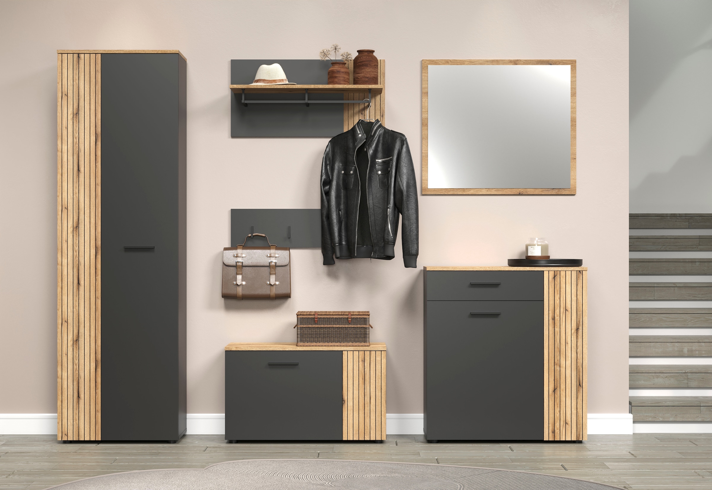 Home affaire Schuhschrank »Estepona« 1 Stk. tlg. Schuhkommode mit 2 Türen und Schubkasten – (B/T/H) 80/36/88 cm