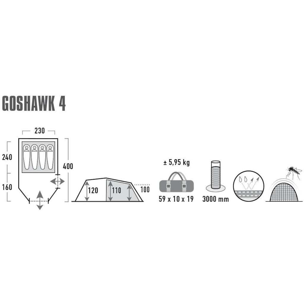 High Peak Tunnelzelt »Zelt Goshawk 4«, 4 Personen, (mit Transporttasche)