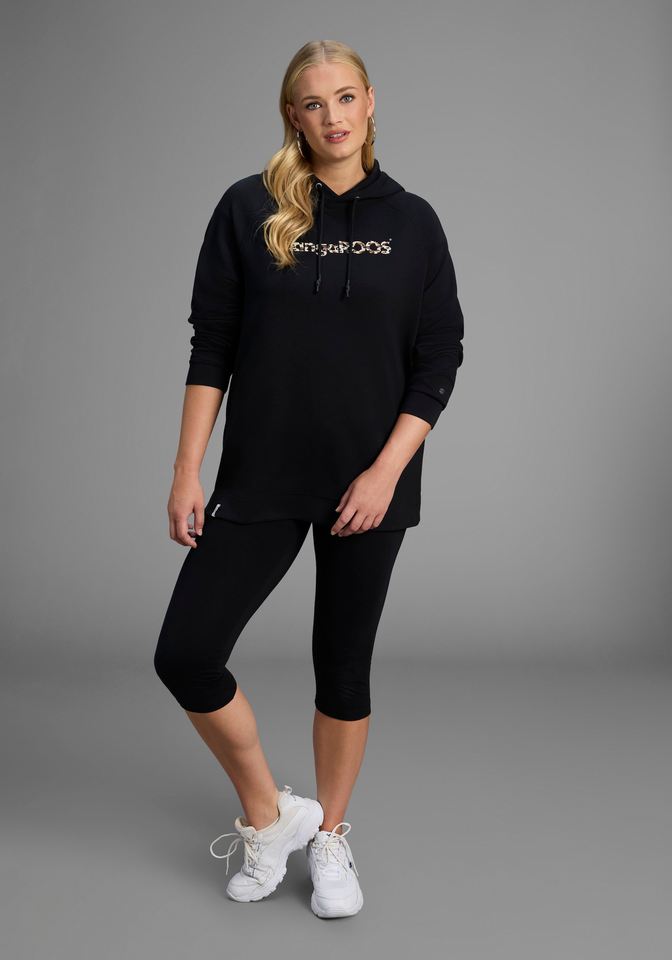 KangaROOS Leggings, mit seitlichen Streifen im Leo-Print