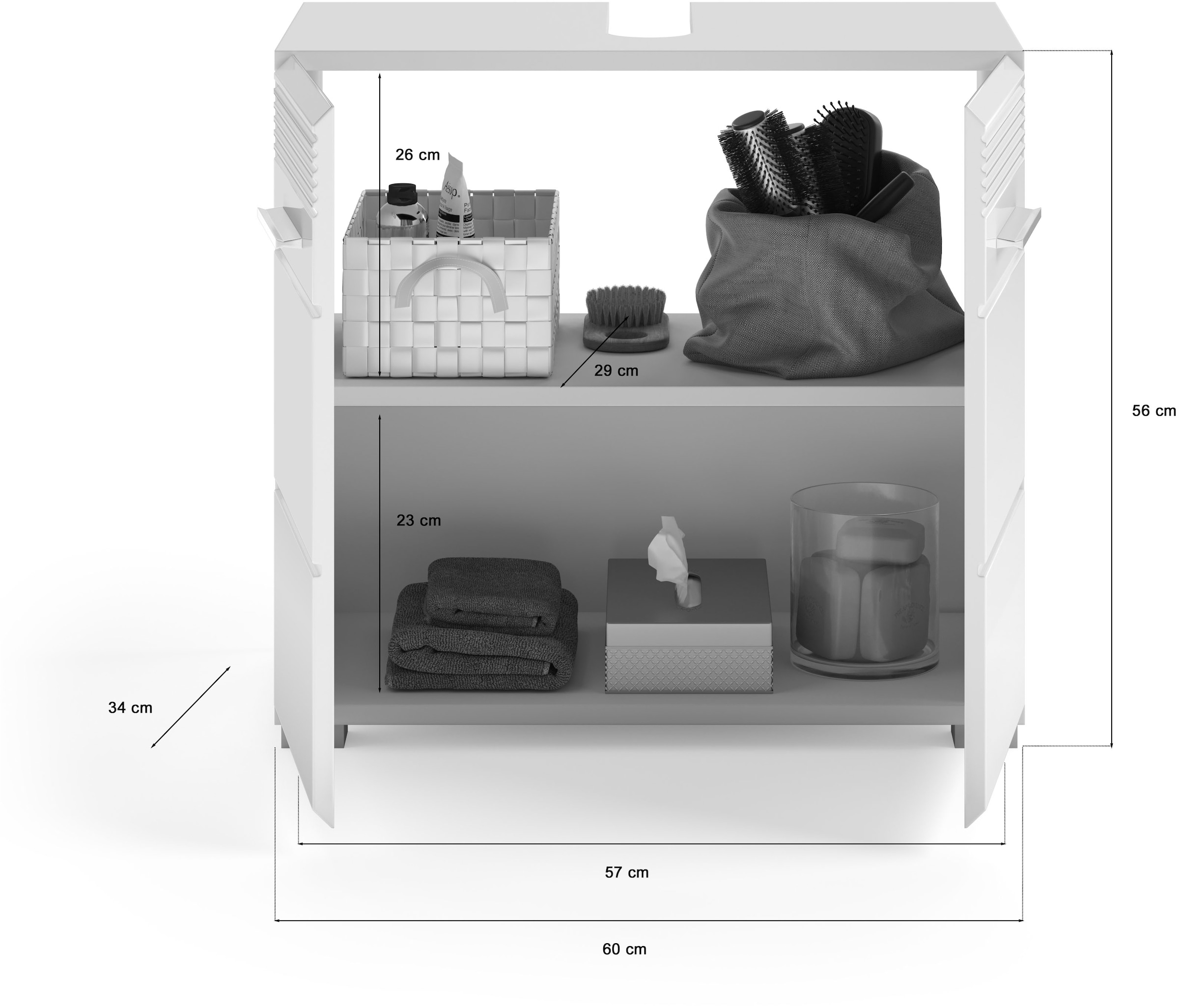 INOSIGN Badmöbel-Set »Malmö, 3 teilig, bestehend aus:«, (Set, 3 St.), Hochschrank, Waschbeckenunterschrank, Spiegel