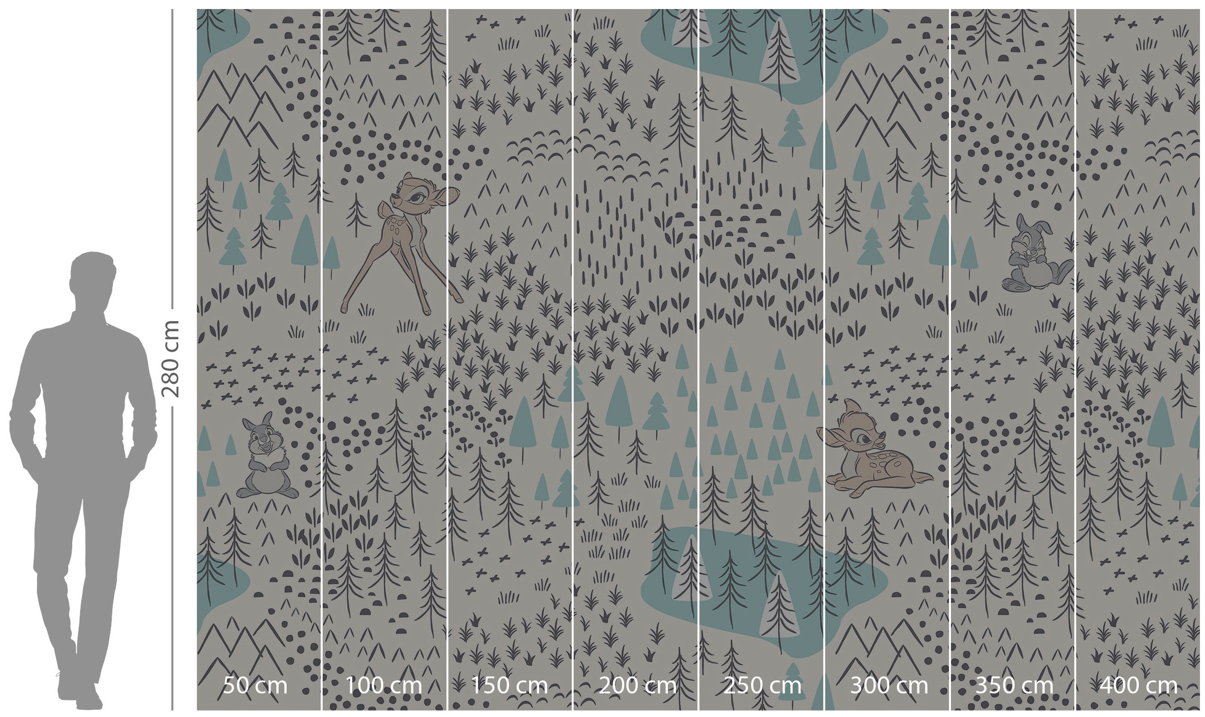 Komar Vliestapete »Digitaldruck Vlies - Bambi Woodland - Größe 400 x 280 cm«, bedruckt, Kinderzimmer