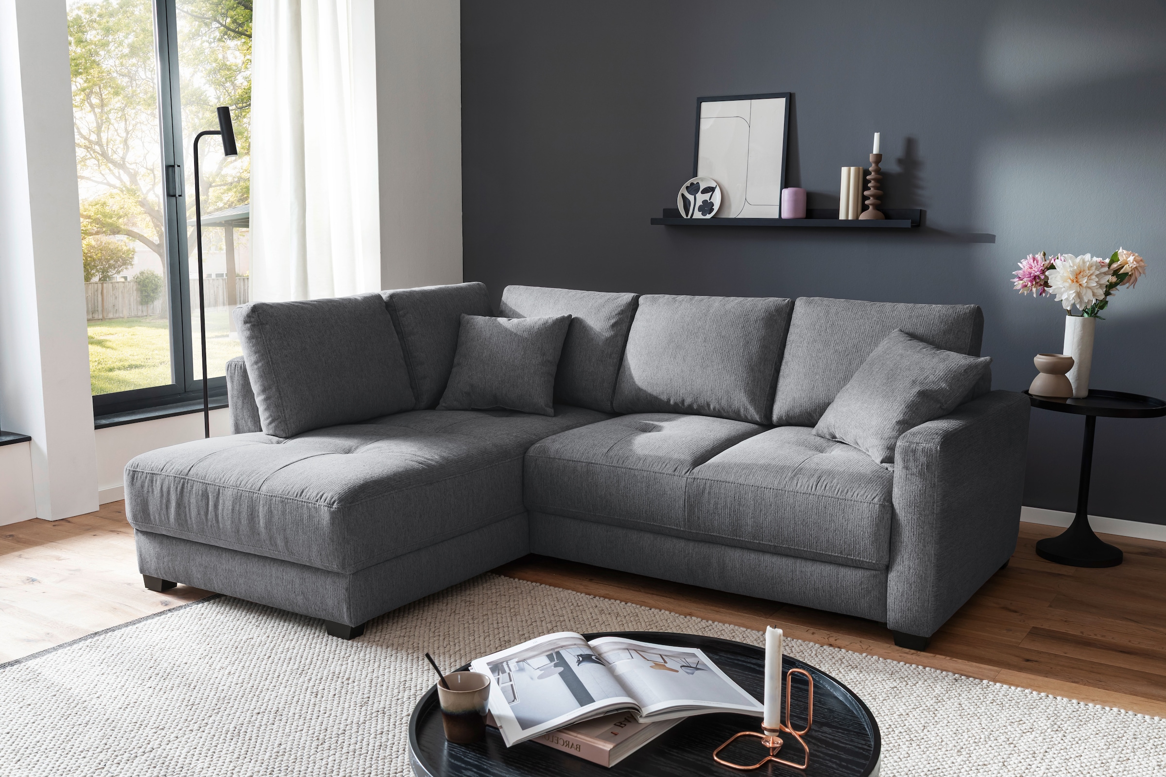 Mr. Couch Ecksofa »Pierre, L-Form mit Taschenfederkern«, mit DuraSpring-Taschenfederkern bis 140 kg belastbar
