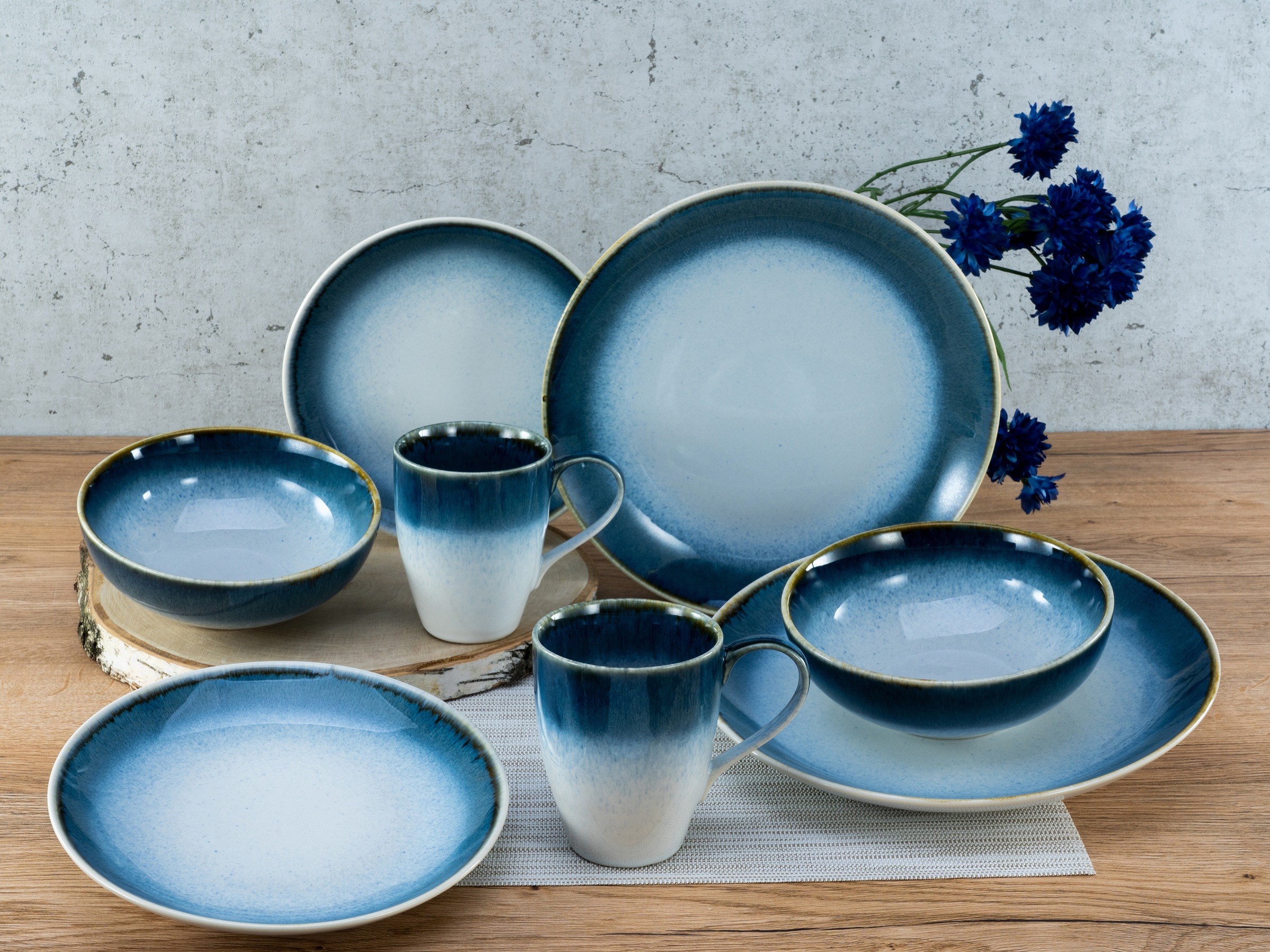 CreaTable Kombiservice »Geschirr-Set Casade«, (Set, 8 tlg., Kaffeeservice und Tafelservice im Set, für 2 Personen), Service, Spezialglasur, organischer Verlauf, 8 Teile, für 2 Personen