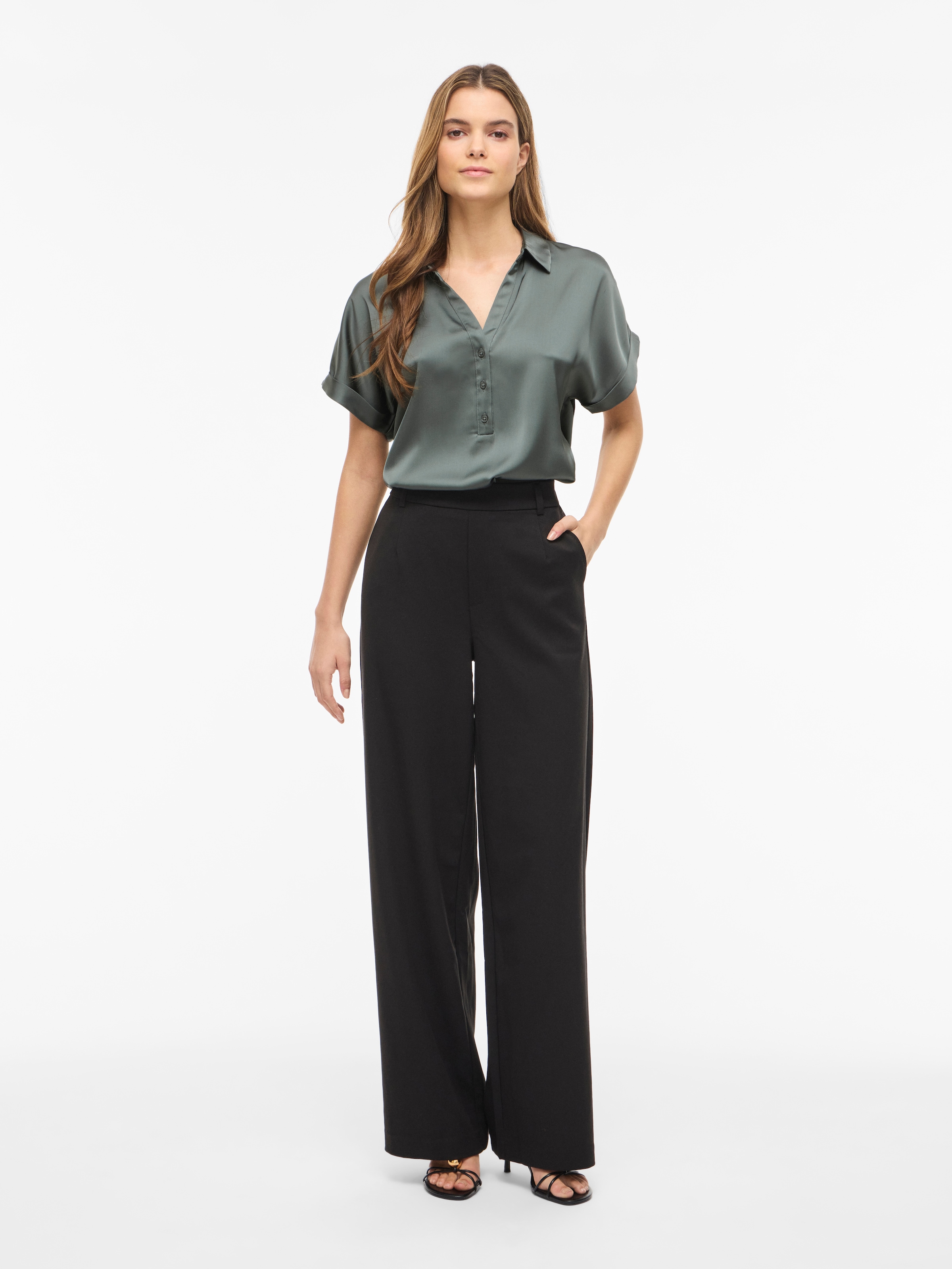 Vila Kurzarmbluse »VIENNA RAVENNA S/S TOP - NOOS« Kunstfaser, regular fit