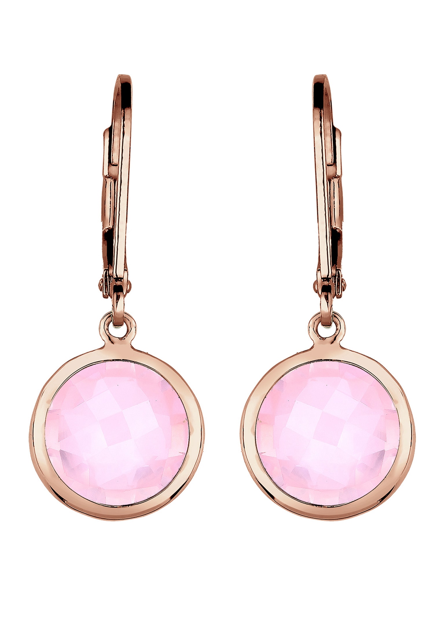 Elli Paar Ohrhänger »Ohrhänger Quartz Rosé 925 Sterling Silber Rosegold«